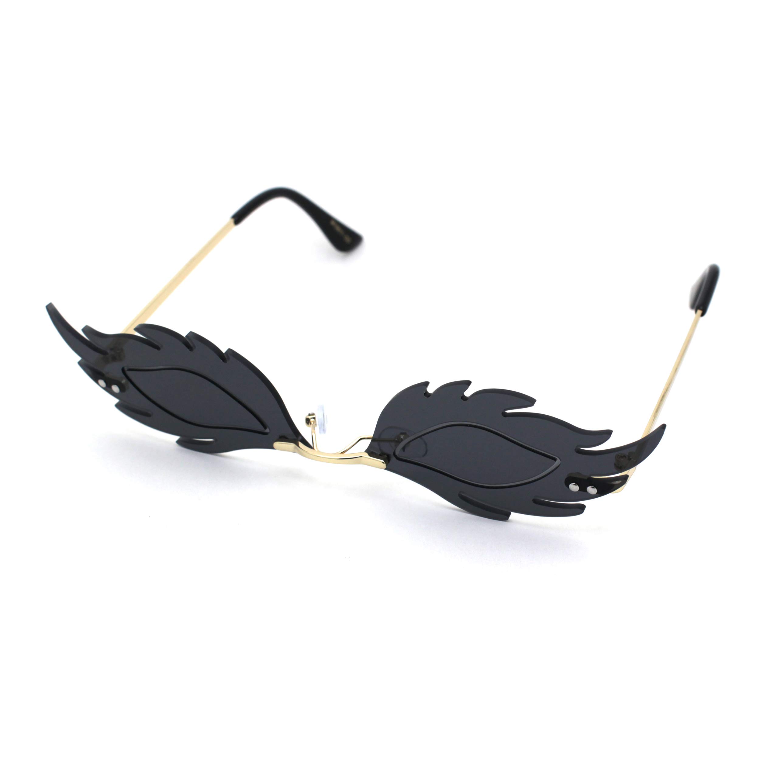 Women's Rose Leaf Shaped Lens Hippie Sunglasses - Trendy Pop Color Cat Eye Shades for Beach, Festival & Summer Fashion Accessories