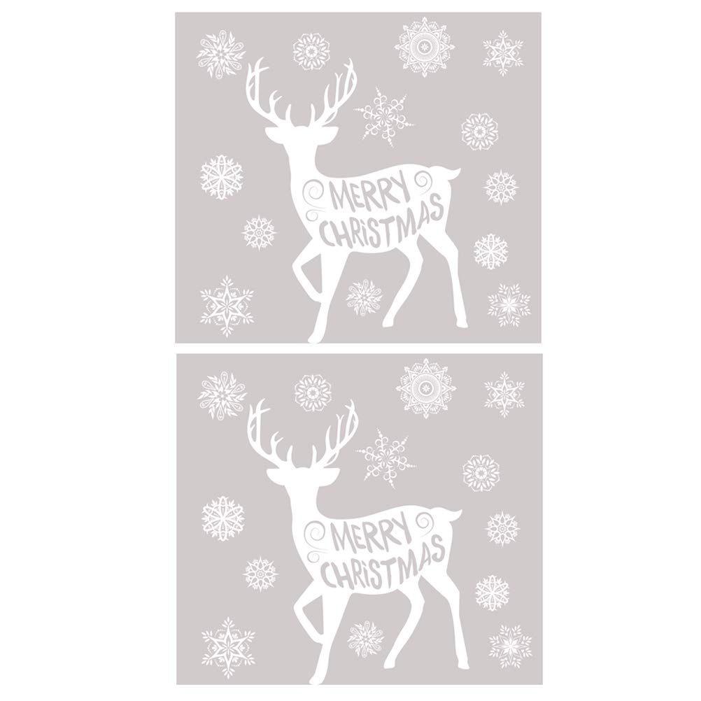 2 Pack Adorable Christmas Deer Window Stickers - Self-Adhesive Holiday Decor for Home, Office, Glass & Mirror Decoration - Perfect for Xmas Party, Winter Festive Season & Gift Wrapping
