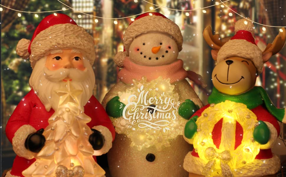Decorative Snowman Figure with Lighted Wreath - Battery Operated Christmas Tabletop Decoration with Timer - Perfect for Holiday Home Décor, Mantel Display & Festive Party Centerpiece