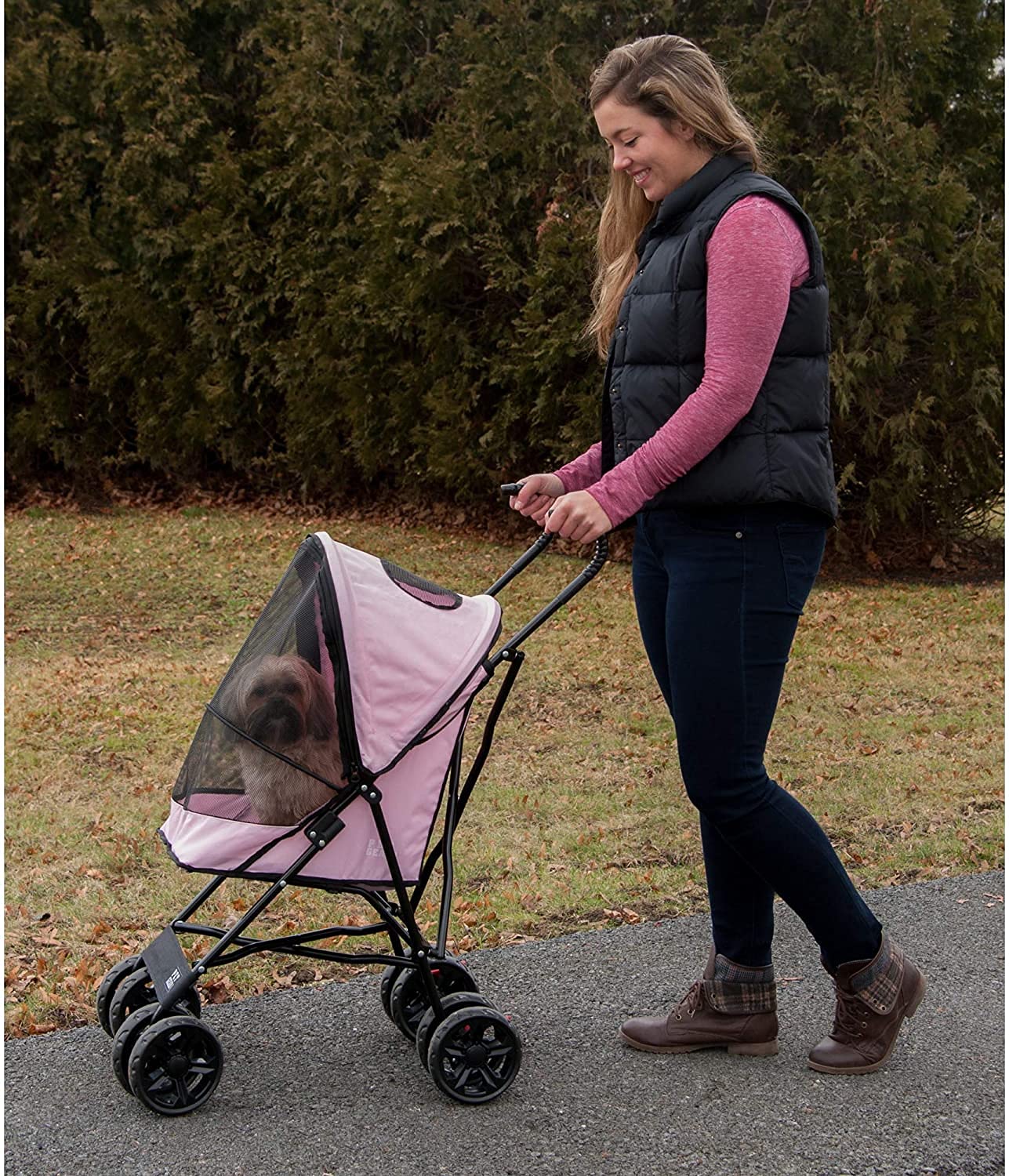 Pet Gear Travel Lite Plus Stroller - Compact & Easy Fold Pet Carrier for Small Dogs & Cats Up to 15 lbs | No Assembly Required with Large Wheels | Perfect for Vet Visits, Travel & Outdoor Adventures (3 Color Options)