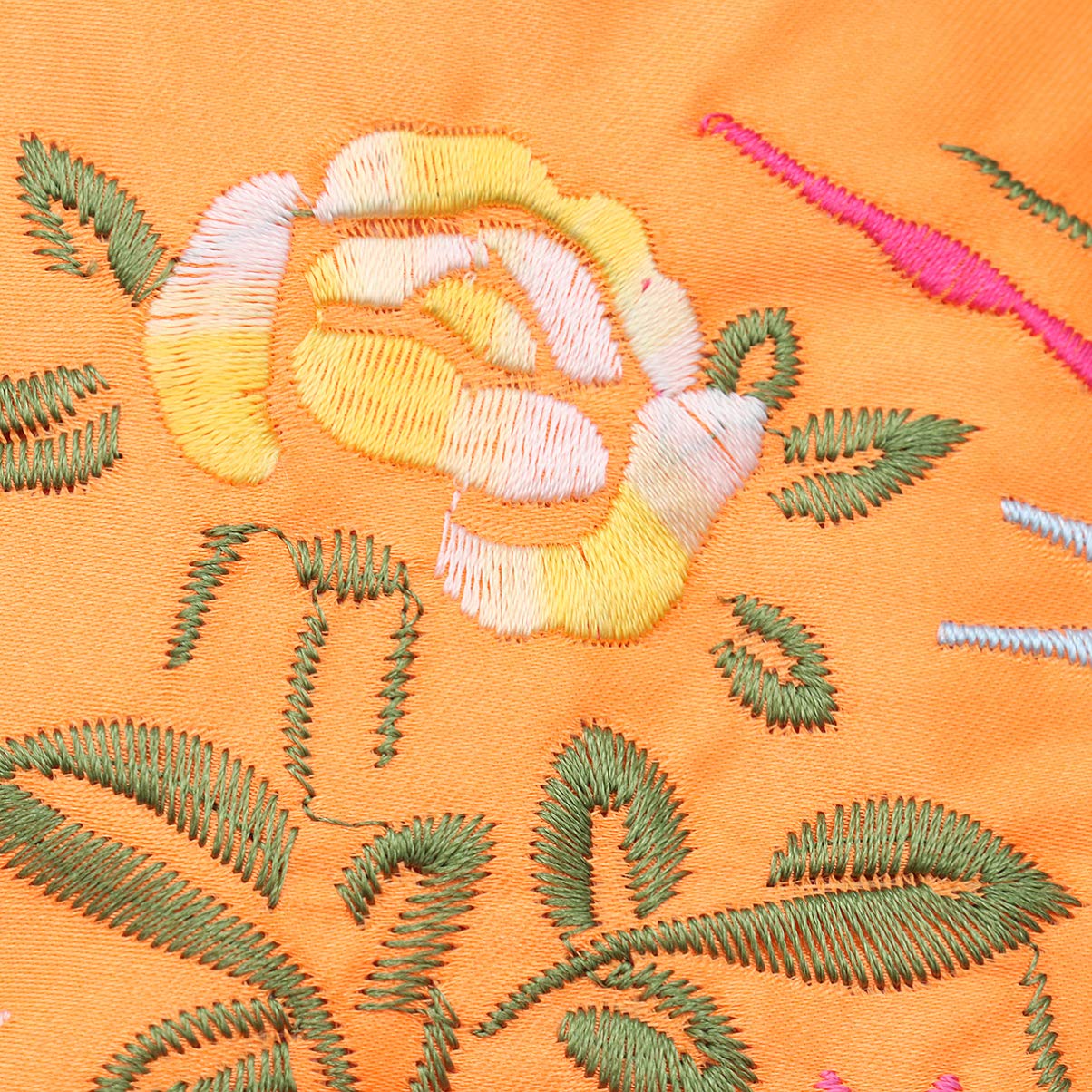 Zerodeko Jewelry Roll Bag - Silk Embroidery Brocade Travel Jewelry Organizer Pouch for Necklaces, Bracelets, Earrings & Rings with Secure Tie Closure (Orange) - Perfect for Travel, Gifts & Daily Jewelry Storage