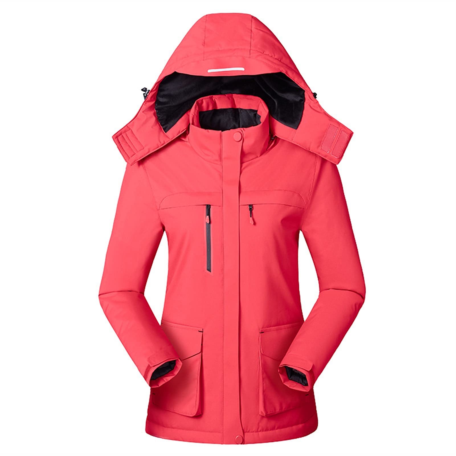 CRMY Women's Heated Jacket with Detachable Hood - Winter Soft Shell Electric Heating Jacket for Outdoor Activities, Hiking, and Cold Weather Commuting
