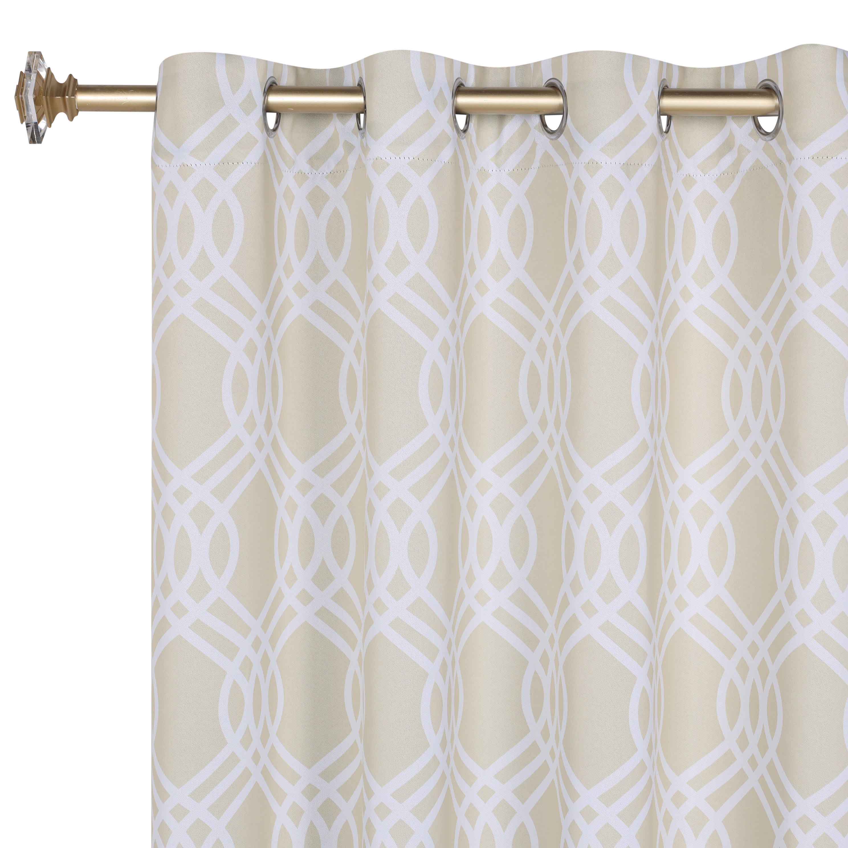 Blackout Curtains for Bedroom - Washable Room Darkening Ribbon Trellis Curtain Panel Set - Perfect for Nursery, Home Theater & Light Sleepers