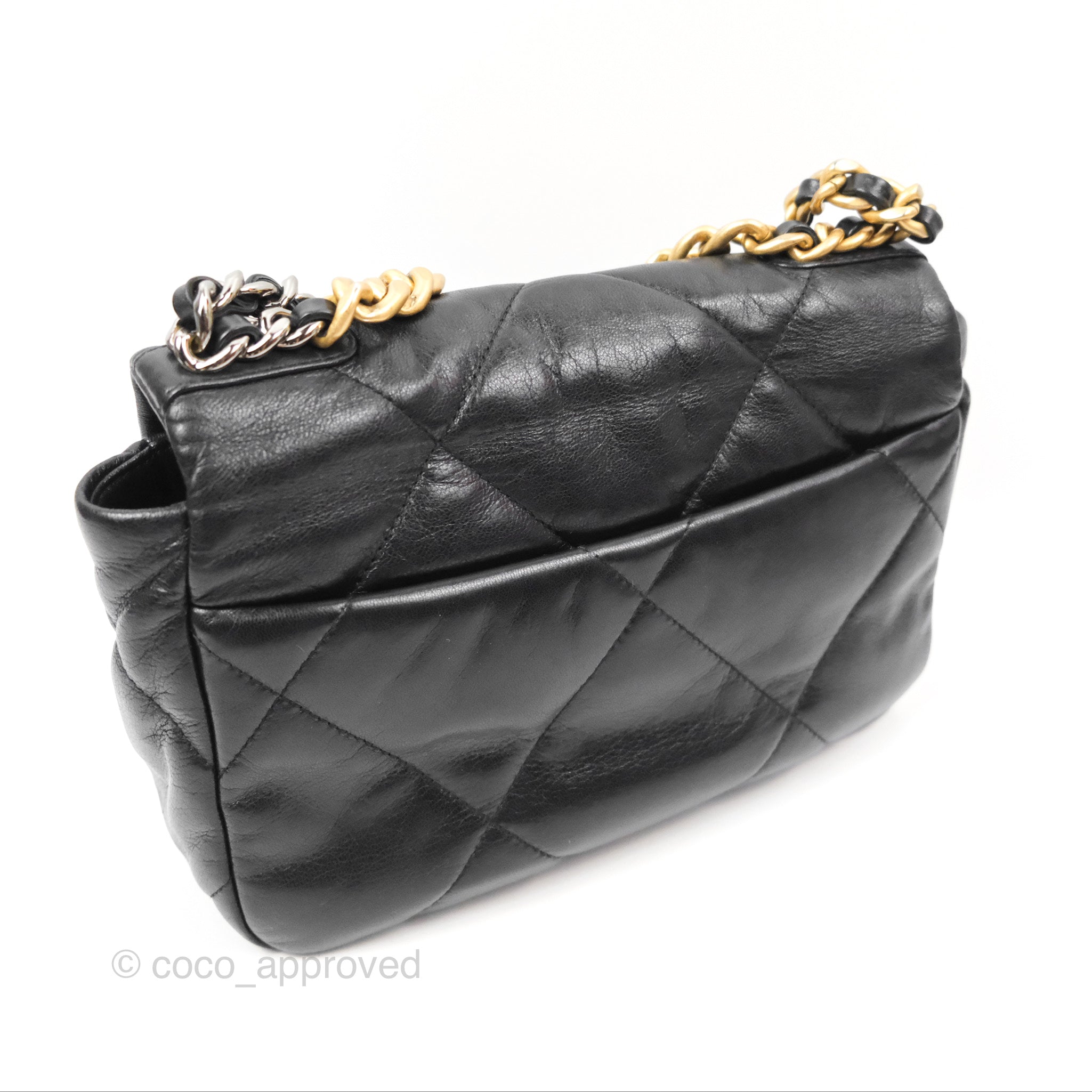 Chanel 19 Small Black Goatskin Leather Bag with Mixed Hardware - Luxury Crossbody Purse for Women, Perfect for Date Night & Evening Events