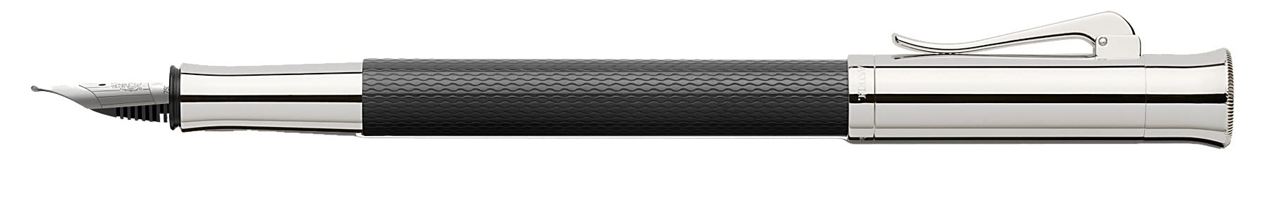 Graf von Faber-Castell Medium Guilloche Fountain Pen - Black Luxury Writing Instrument for Professionals & Collectors - Perfect for Signatures, Calligraphy & Office Use
