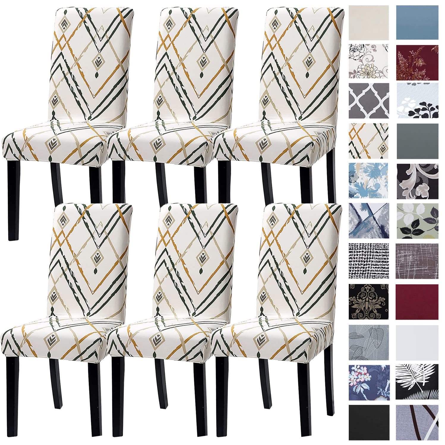 Stretch Spandex Dining Chair Covers - Washable & Removable Parson Chair Slipcovers for Kitchen, Dining Room - Light Beige (Set of 6) - Protects Chairs from Spills & Stains, Perfect for Everyday Use & Entertaining