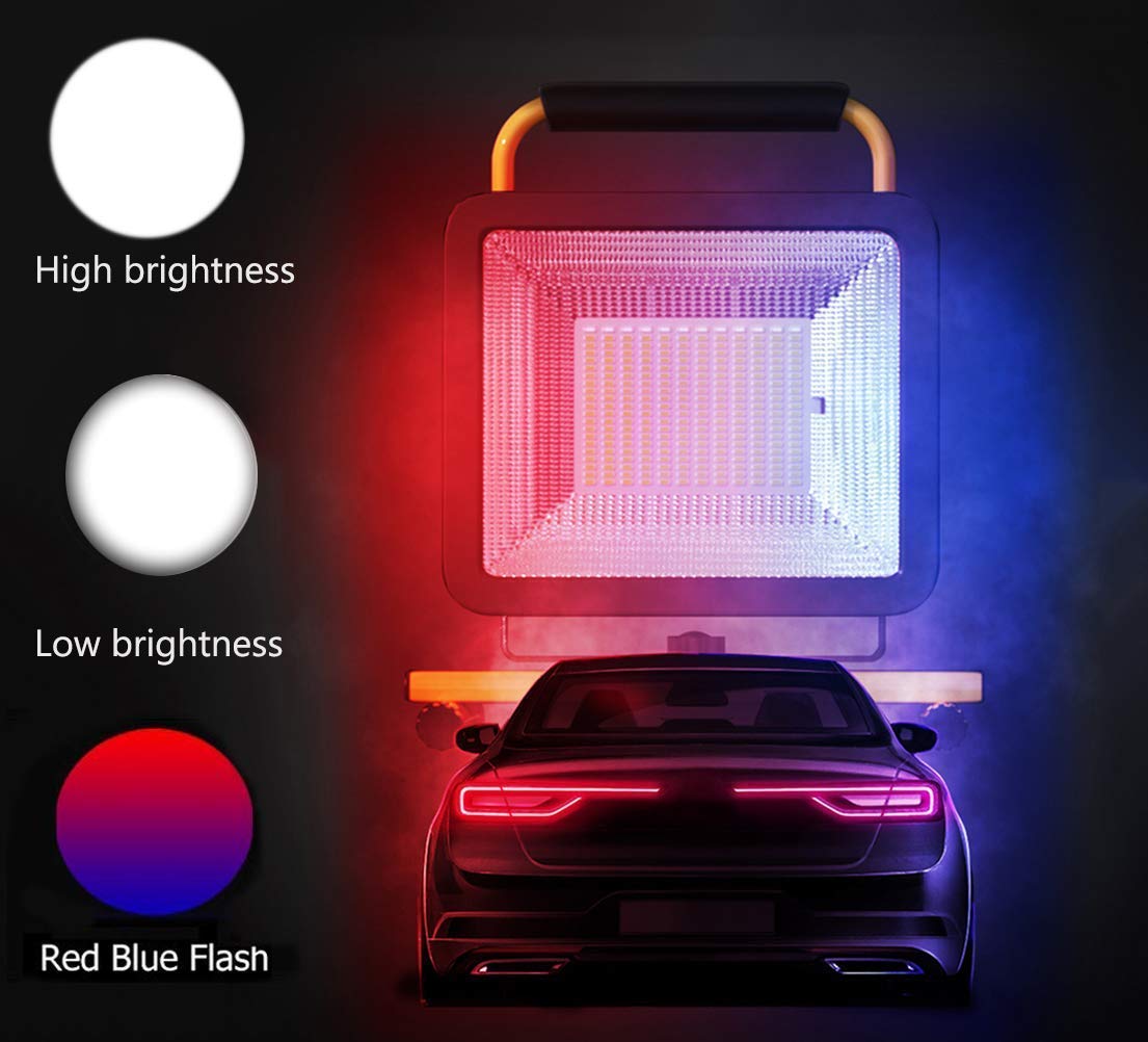 200W Super Bright LED Construction Work Light with Remote Control - Rechargeable 13200mAh Battery, 3 Lighting Modes, IPX6 Waterproof - Portable Outdoor Floodlight for Job Sites, Camping, Emergency & Night Work