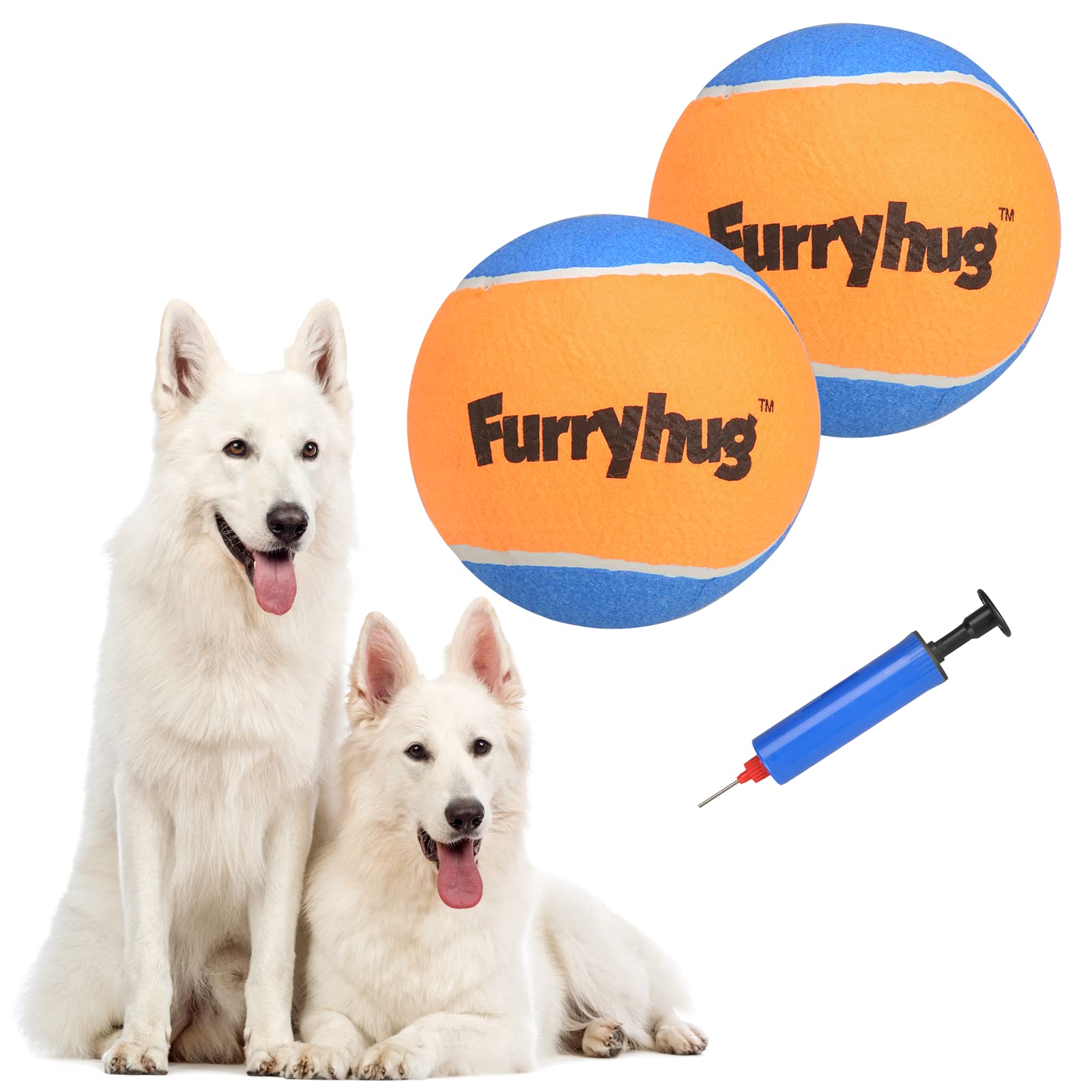 Giant Tennis Balls for Dogs - 2 Pack Large Inflatable Toy for Indoor/Outdoor Play