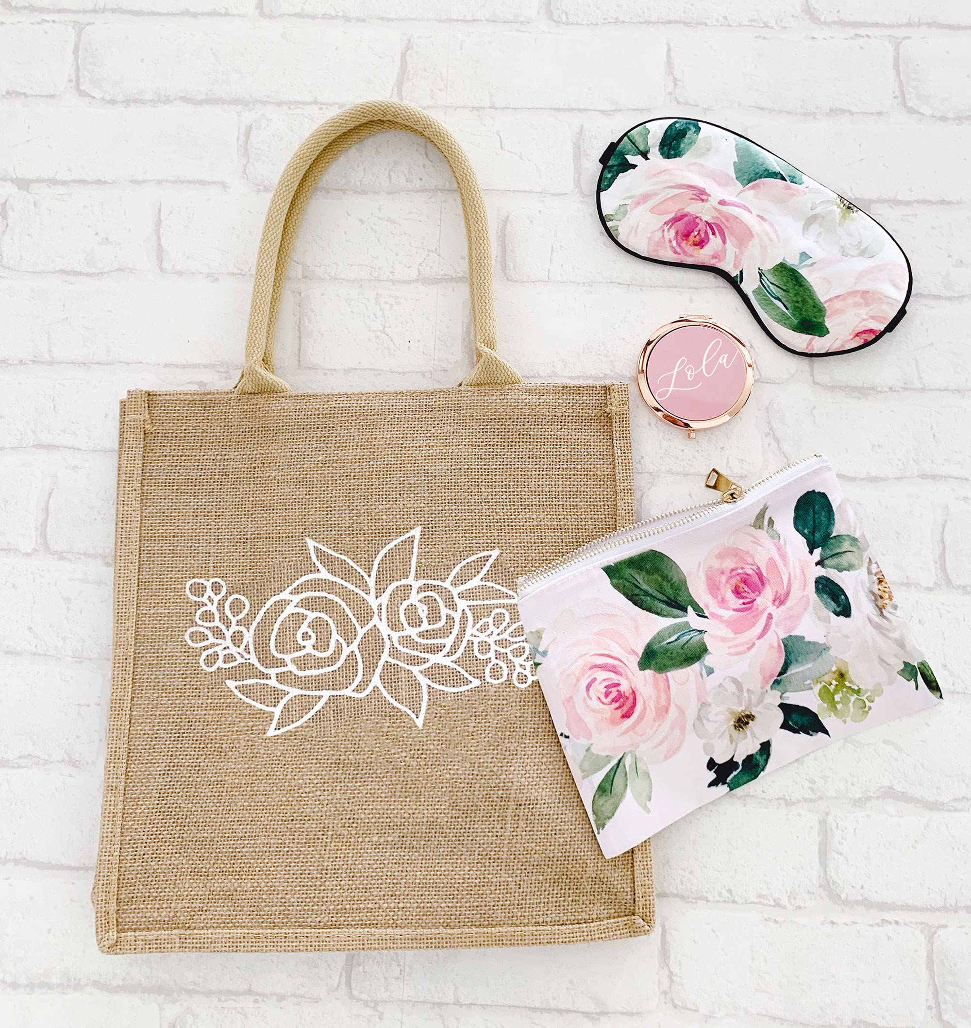 ModParty Floral Burlap Tote Bags - Pack of 6 Reusable Jute Bags with Full Gusset | Perfect for Bachelorette Party Favors, Bridal Shower Gifts & Summer Garden Parties | Eco-Friendly Farmers Market Shopping Tote