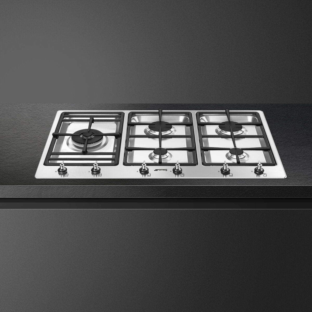 Smeg PSA9062 90cm Classic 5-Burner Stainless Steel Gas Cooktop - Perfect for Modern Kitchens & Professional Cooking