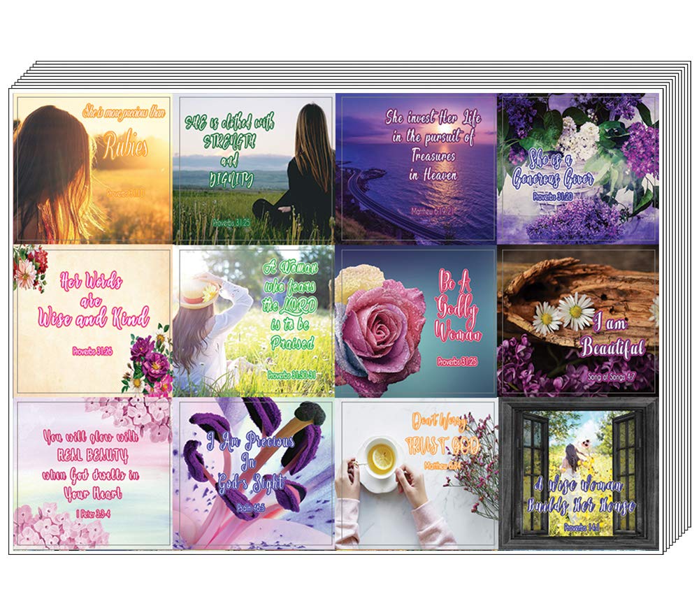 NewEights Christian Stickers for Women - 10 Sheet Inspirational Bible Sticker Pack - Sunday School, VBS, Bible Study Supplies - Perfect for Teachers, Students & Church Gifts - Use for Journals, Planners & Bible Decorating