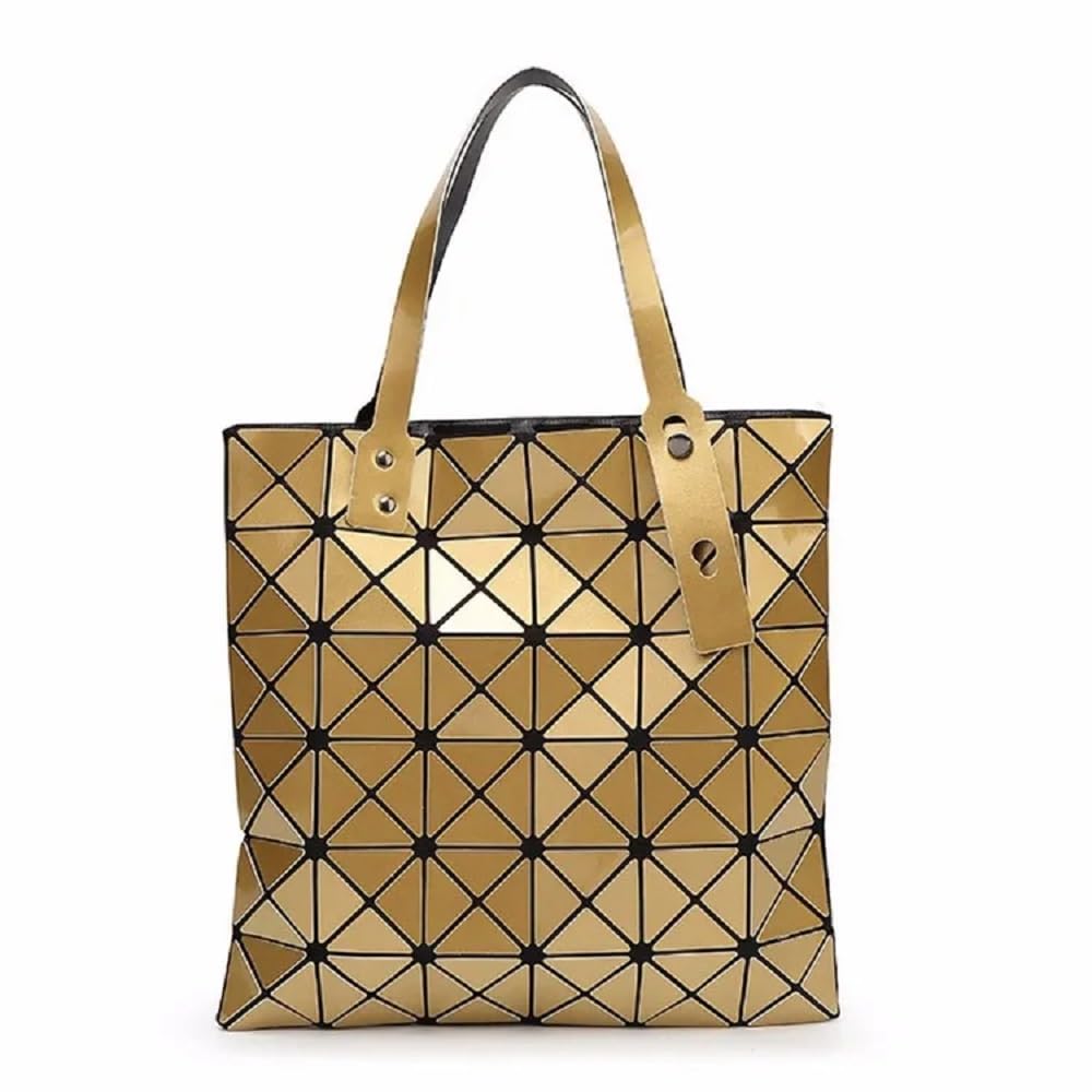 Stylish Geometric Plaid Foldable Tote Bag for Women - Fashionable Casual Shoulder Handbag & Mochila - Perfect for Work, Travel, and Daily Use