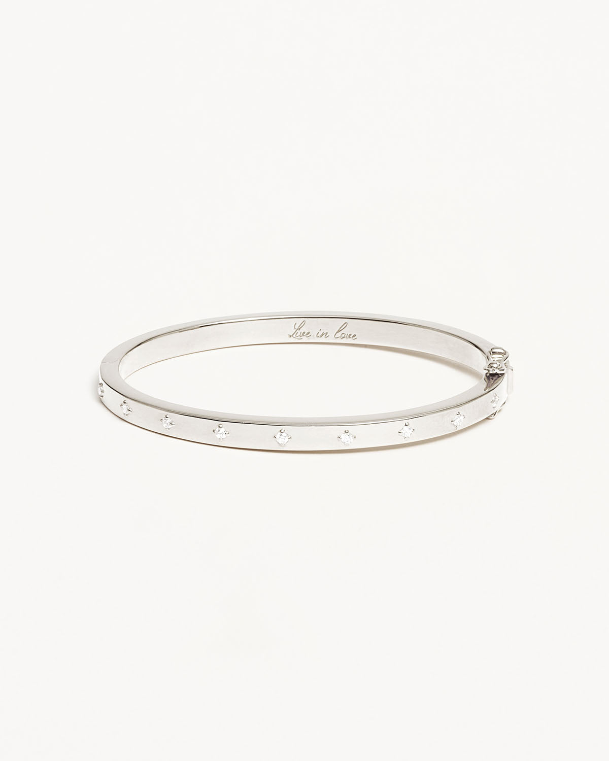 Sterling Silver Live in Love Bangle Bracelet for Women - Elegant Stackable Jewelry Gift for Anniversary, Valentine's Day & Everyday Wear