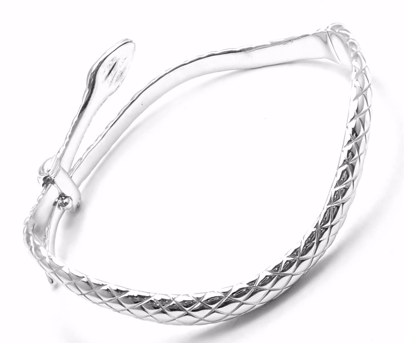 Authentic Tom Ford 18k White Gold Diamond Snake Bangle Bracelet - Luxury Jewelry for Women, Perfect for Parties, Weddings & Special Occasions