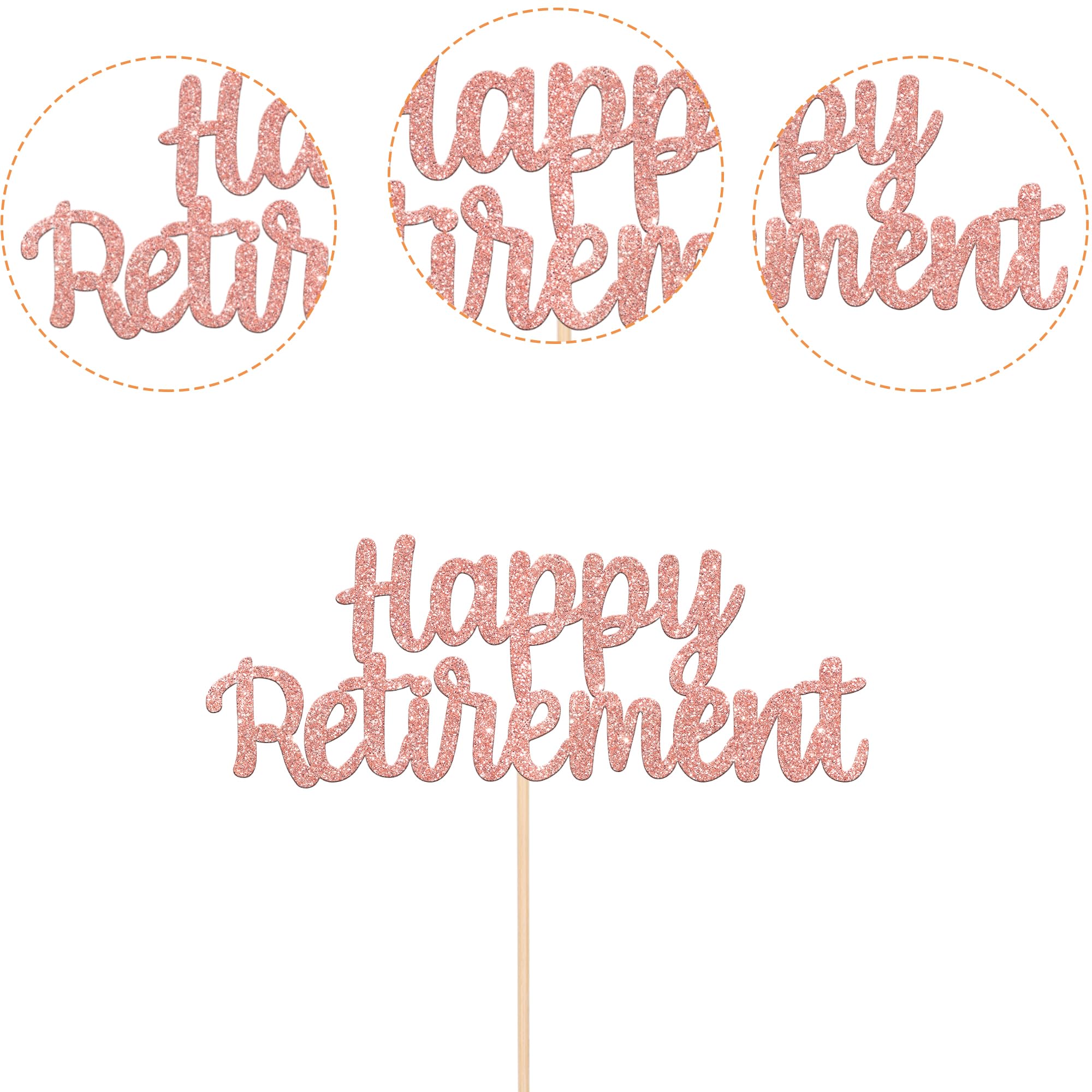 1 PCS Happy Retirement Cake Topper - Glitter Retired Cake Pick for Retirement Party Decorations (Rose Gold) | Perfect for Retirement Cakes, Birthday Celebrations & Farewell Parties