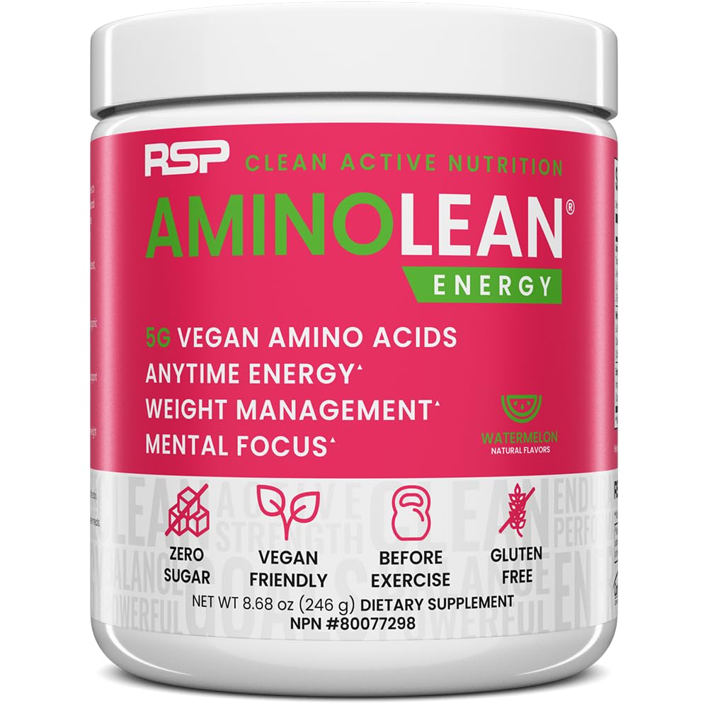 RSP Nutrition AminoLean Pre Workout Powder - BCAA Amino Acids & Natural Caffeine for Energy & Weight Management - Preworkout Boost for Men & Women (30 Servings) - Ideal for Gym, Fitness & Weight Loss Goals