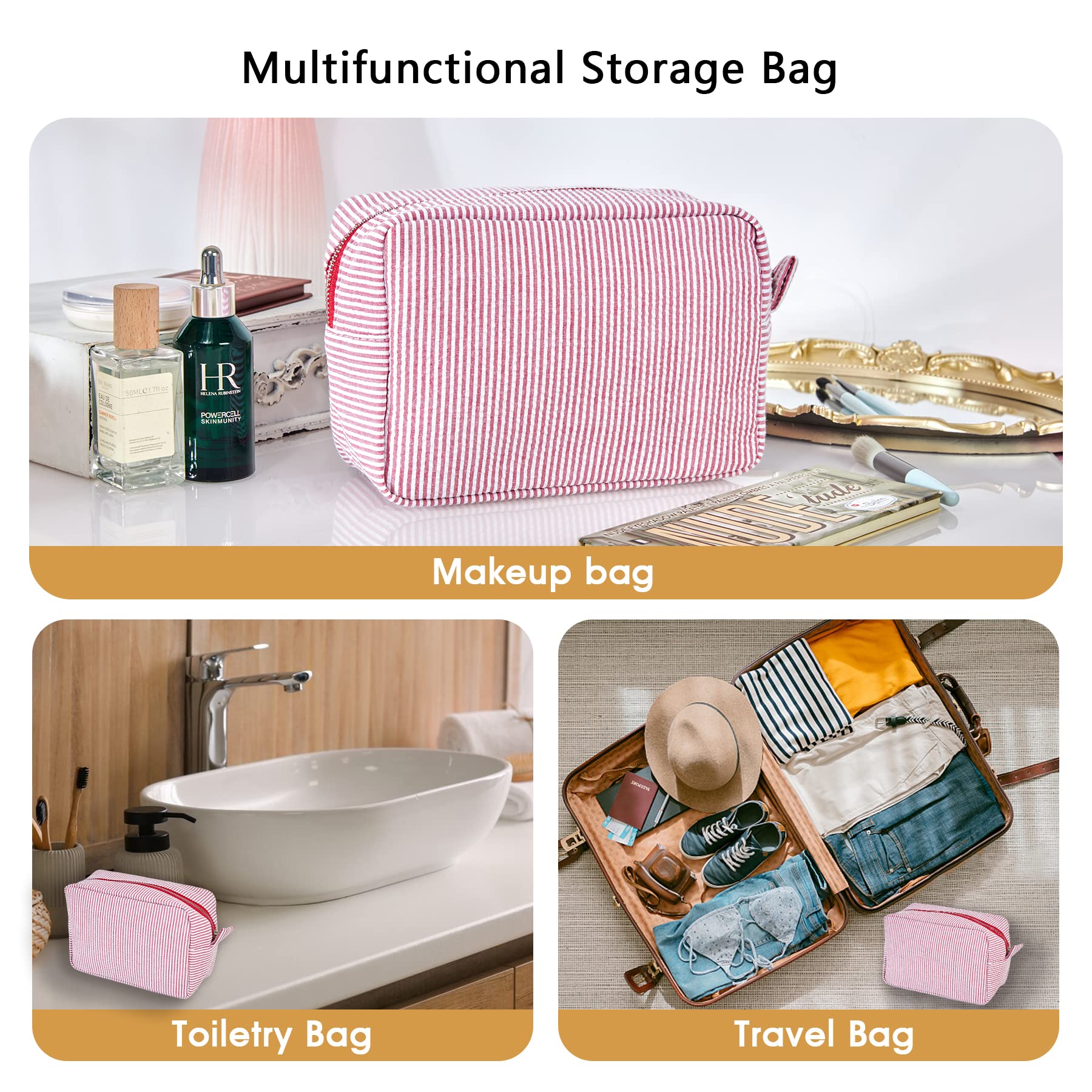 Personalized Makeup Bag for Women Travel - Large Capacity Cosmetic Organizer with Name Embroidery, Perfect Gift for Girls & Travel Use