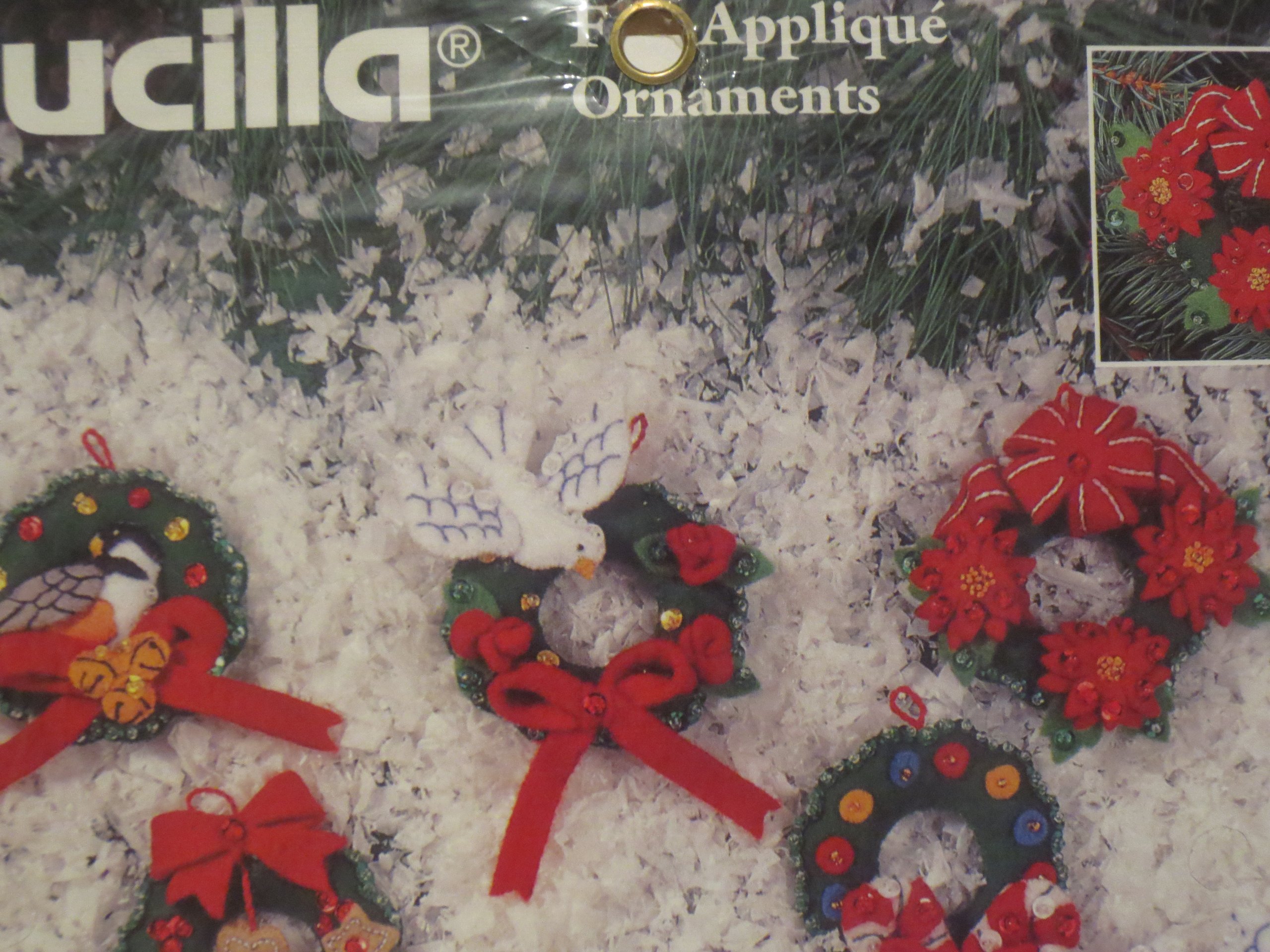 Bucilla Felt Applique Christmas Tree Ornaments - Set of 12 Holiday Wreath Decorations (3 Inch) - Perfect for DIY Christmas Decor, Home Holiday Party & Festive Gift Giving