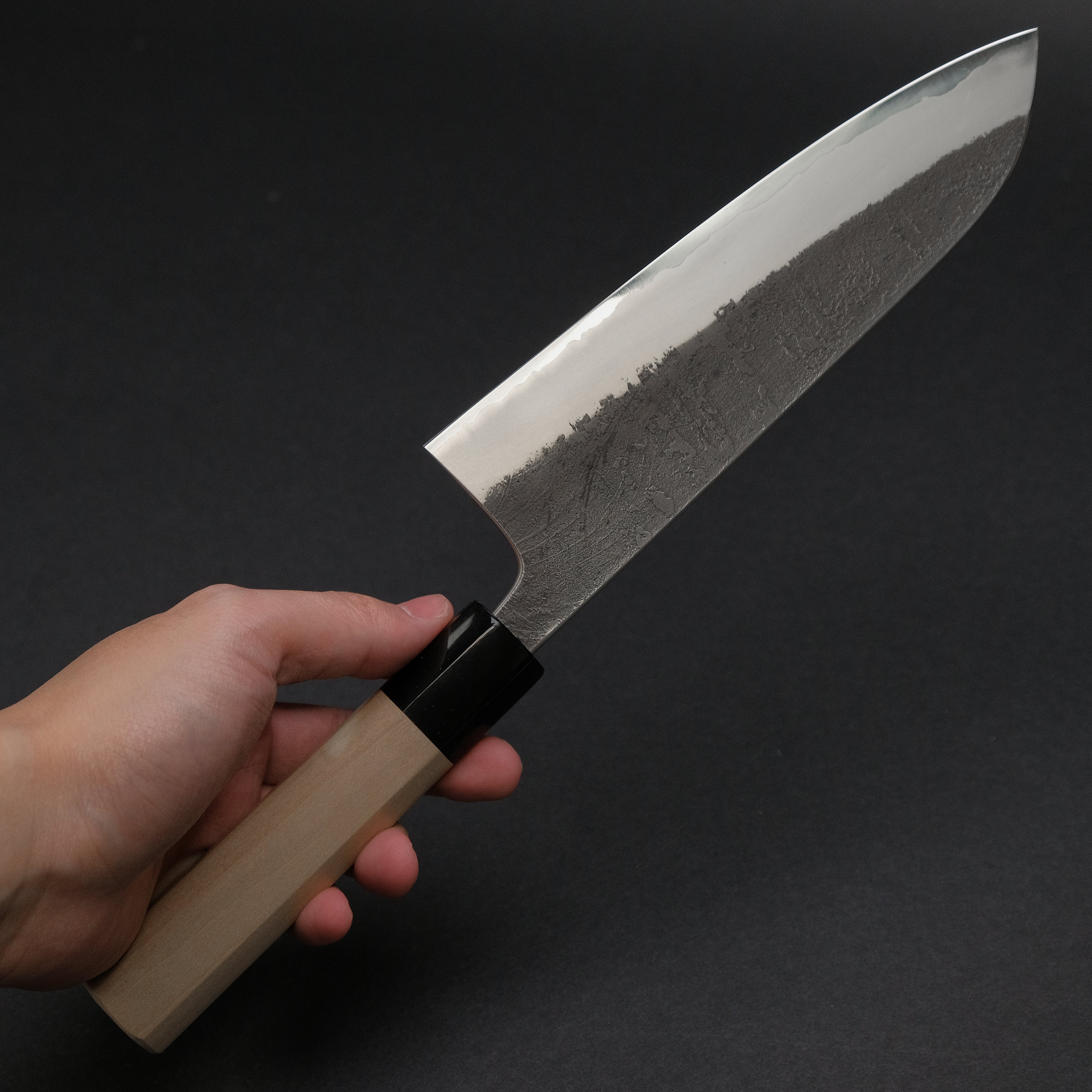 Premium Toshihiro Wakui White #2 Nashiji Santoku Knife 180mm with Magnolia Handle - Japanese Chef Knife for Slicing, Dicing & Mincing - Perfect for Home Cooks & Professional Kitchens