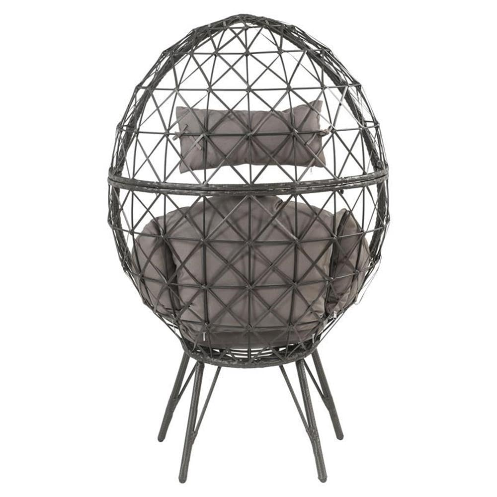 Acme Aeven Light Gray and Black Wicker Teardrop Patio Lounge Chair - Outdoor Furniture for Poolside, Garden & Backyard Relaxation