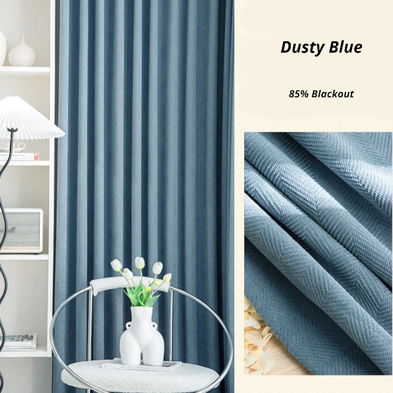 Sophia Plush Herringbone Blackout Curtains for Bedroom - Thermal Insulated Noise Reducing Window Drapes with Custom Sizes, Perfect for Nursery, Living Room & Home Theater