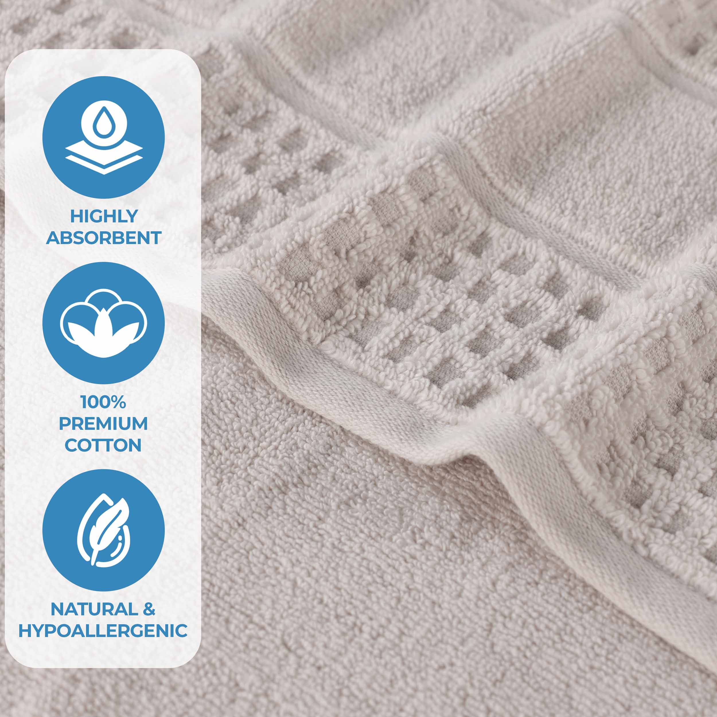 Premium Zero Twist Cotton Waffle Bath Towels - Ultra Soft & Absorbent Honeycomb Weave - Set of 3 for Spa, Bathroom & Beach Use