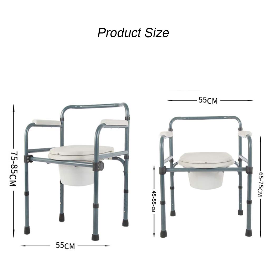 3 in 1 Commode Shower Chair - Portable Toilet Seat for Elderly & Handicap - Adjustable Height Bariatric Toilet with Non-Slip Handles & Safety Steel Frame - Ideal for Bathroom Safety & Mobility Assistance