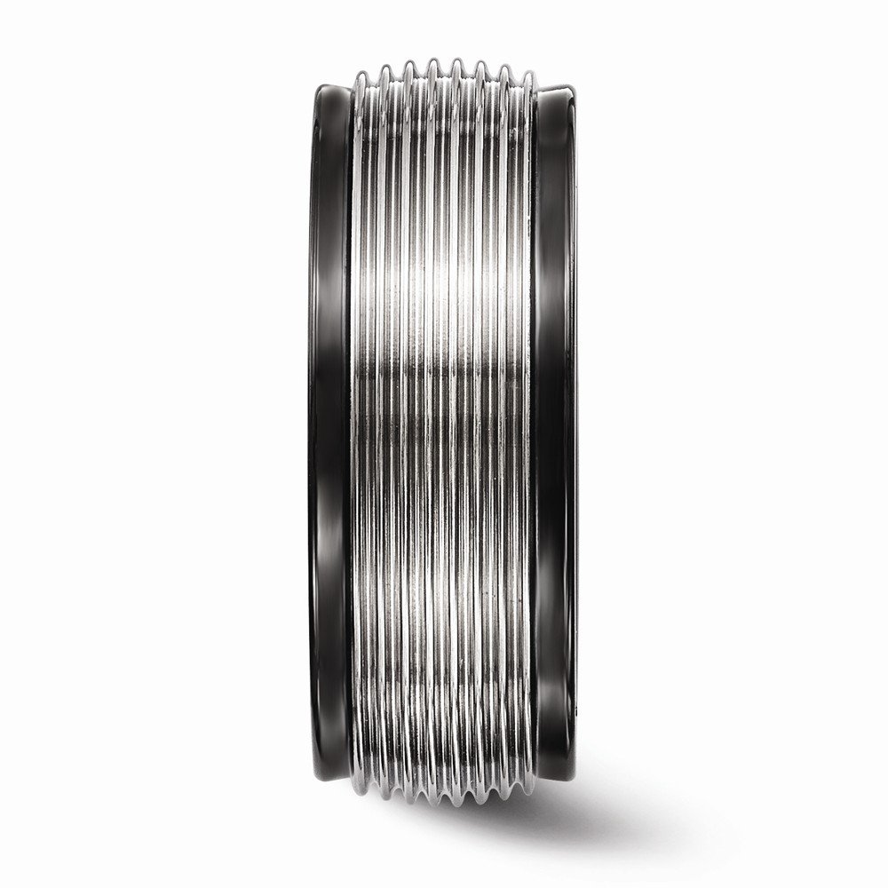 Premium Solid Black Titanium Men's Wedding Band Ring - Grooved Design for Comfort & Style - Perfect for Engagements, Anniversaries, and Everyday Wear