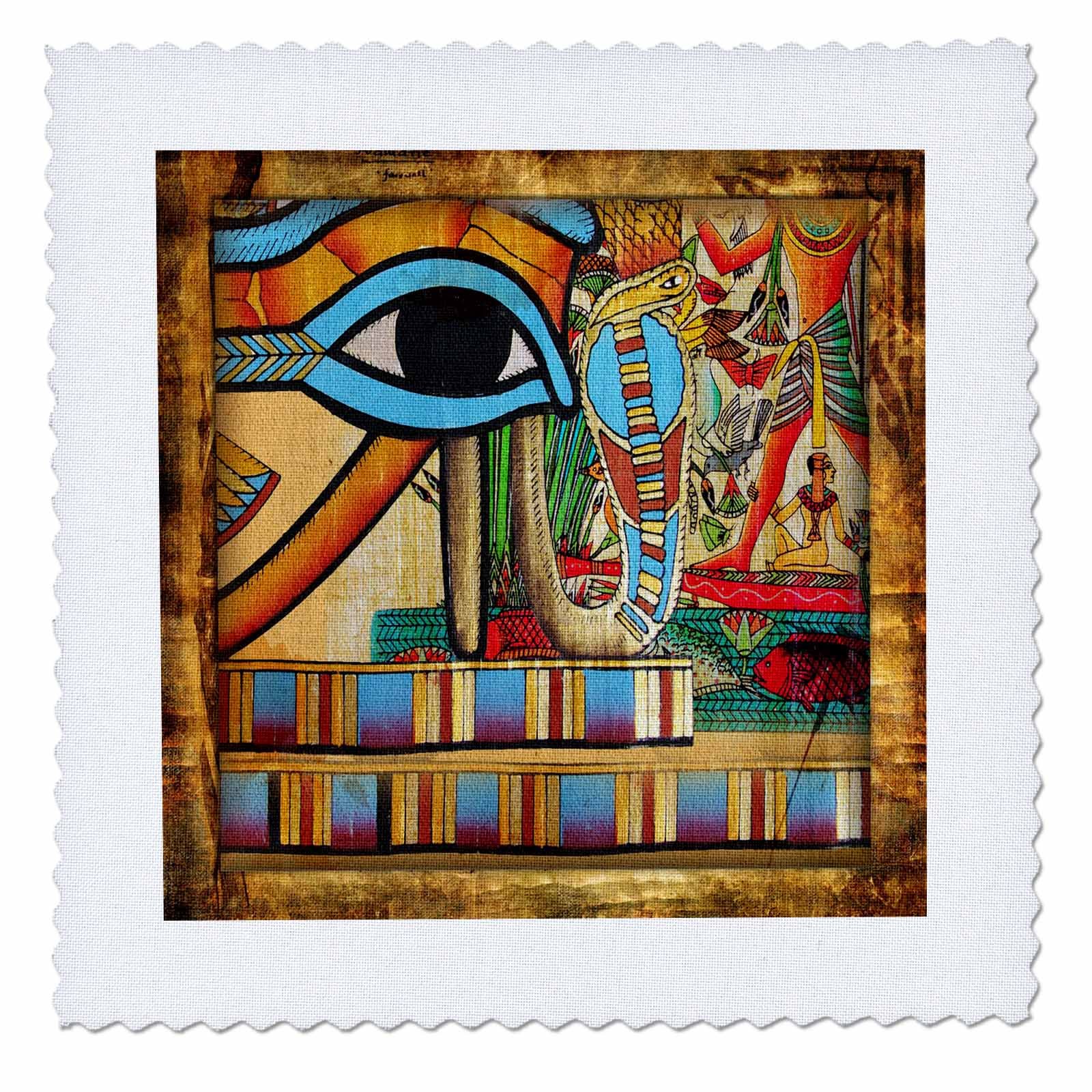 3D Egyptian Abstraction Quilt Square - 12x12 Inch Art Panel for Home Decor, Wall Art, and Quilting Projects - Perfect for Living Room, Bedroom, and Craft Room Decorations