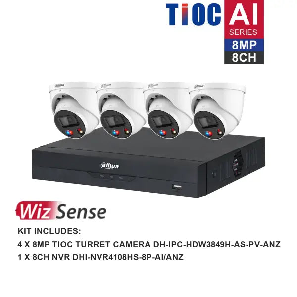 Dahua TIOC 8MP 8-Channel Security Camera System with 4K Ultra HD, Night Vision & Motion Detection - Ideal for Home, Business & Outdoor Surveillance (Model: DH-K8084TIOC)