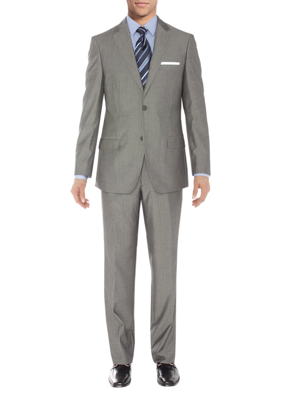 Salvatore Exte Men's Slim Fit 2-Piece Suit Set - Blazer Jacket & Flat Front Pants | Business Formal Attire, Office Wear, Wedding & Special Occasions