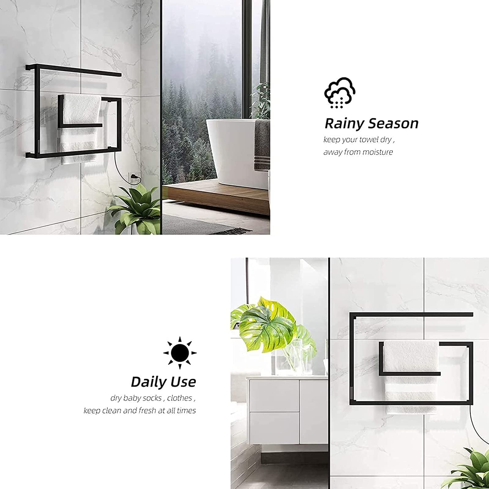 Smart Electric Heated Towel Rack - Wall Mounted Stainless Steel Towel Warmer with Timer & Temperature Control for Bathroom | Hardwired Installation | Perfect for Spa, Luxury Hotels & Cozy Home Bathrooms