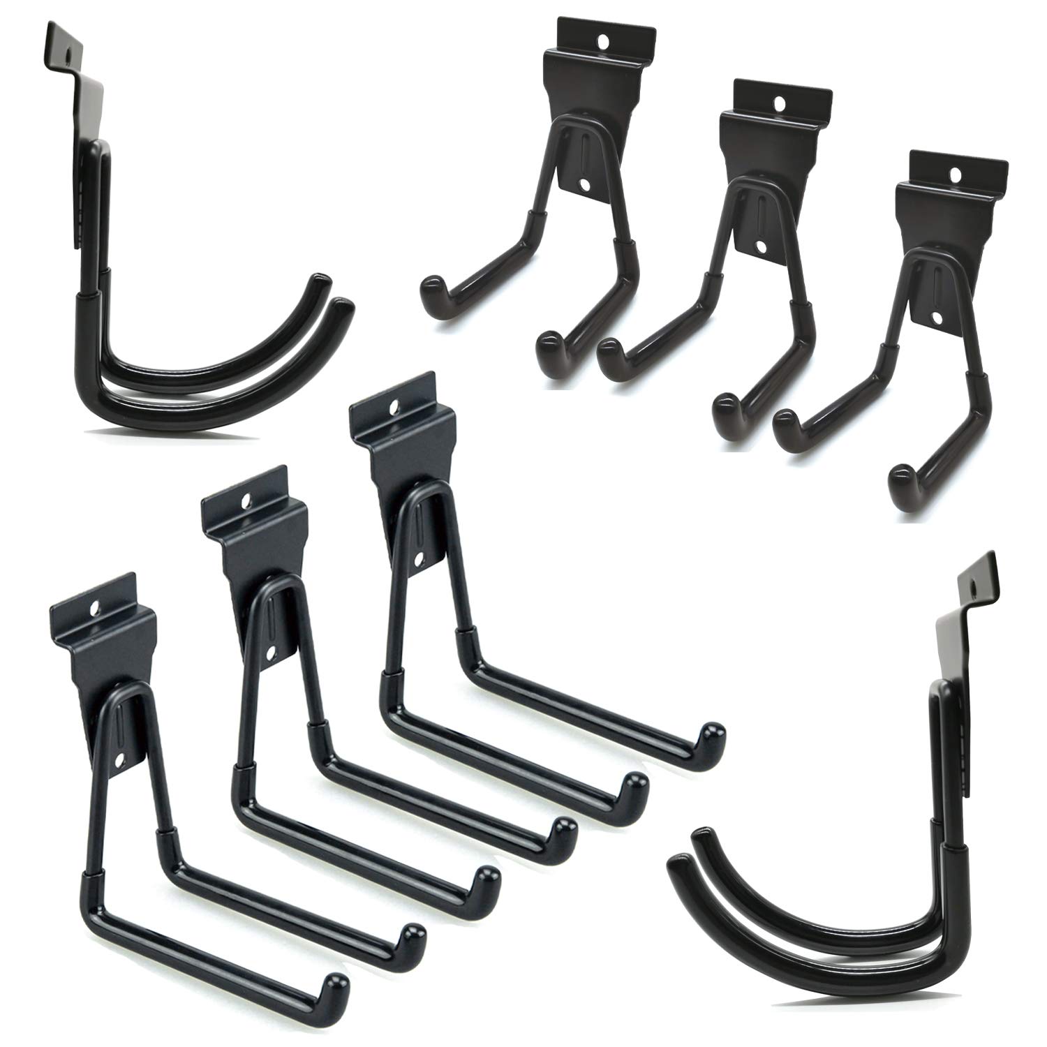 Black Slatwall Hooks 8 Pack - Garage Storage Organizer for Tools & Gear