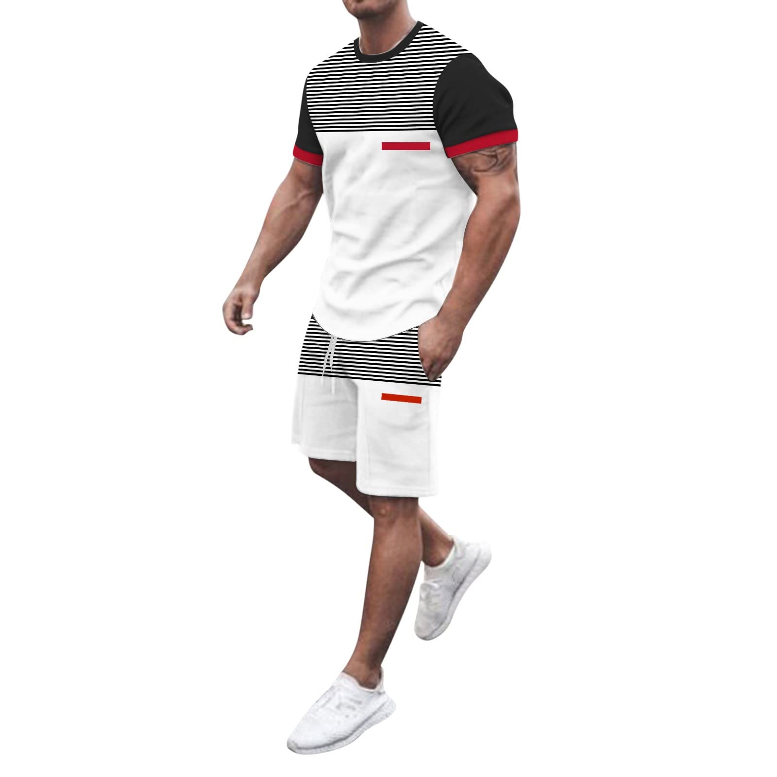 DGHM Boys & Men's Short Sleeve Tracksuit Set - Zip Up Joggers & Gym Top 2-Piece Activewear for Running, Workout & Casual Wear