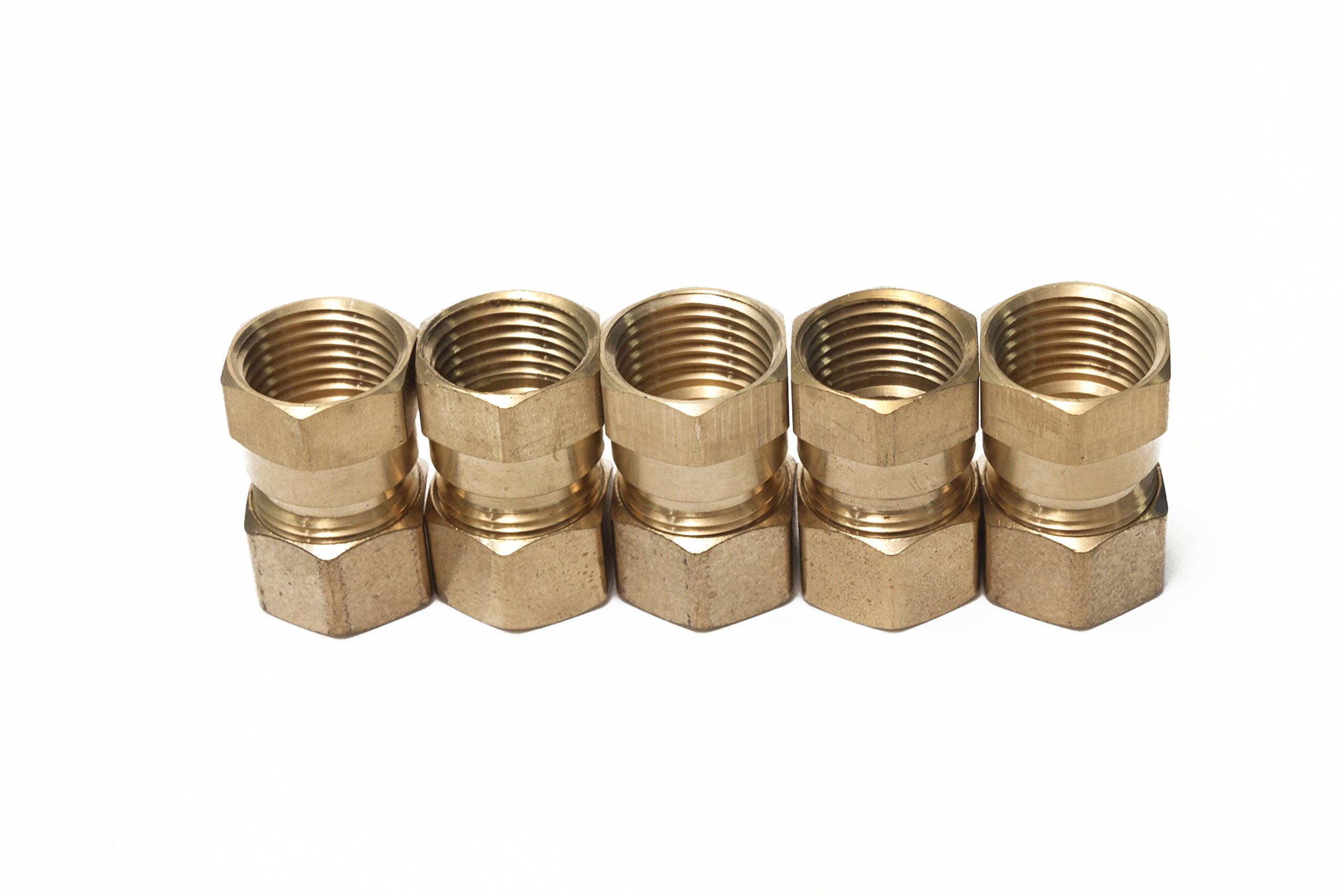 LTWFITTING 5/8-Inch OD x 1/2-Inch Female NPT Brass Compression Fitting Connector - Pack of 150 - for Plumbing, HVAC, and Industrial Applications