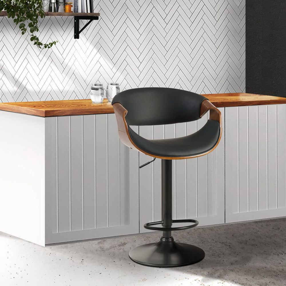 Adjustable Height Leather Bar Stools with Armrests - Gas Lift Swivel Stool for Kitchen Island, Home Bar & Dining Room - Comfortable & Stylish Seating