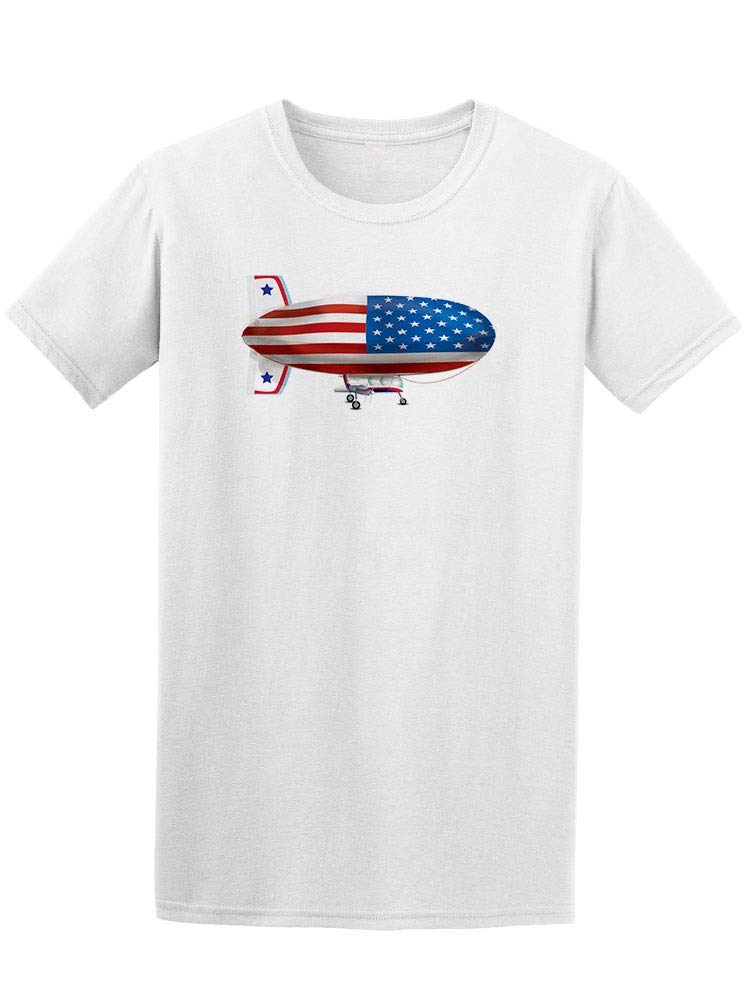 Smartprints Airship with Canopy American Flag T-Shirt for Men - Patriotic Graphic Tee for Casual Wear, Outdoor Events & 4th of July Celebrations