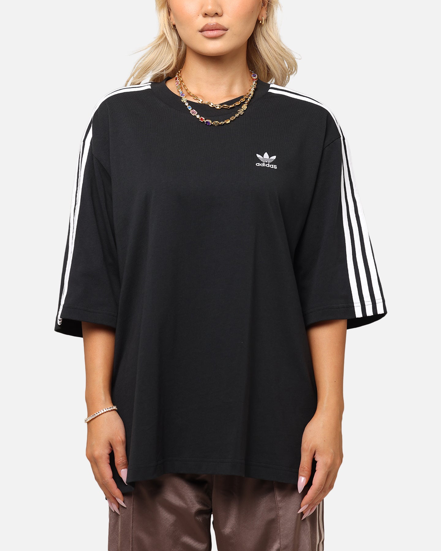 Adidas Oversized T-Shirt for Men - Black Cotton Casual Tee for Streetwear & Everyday Comfort