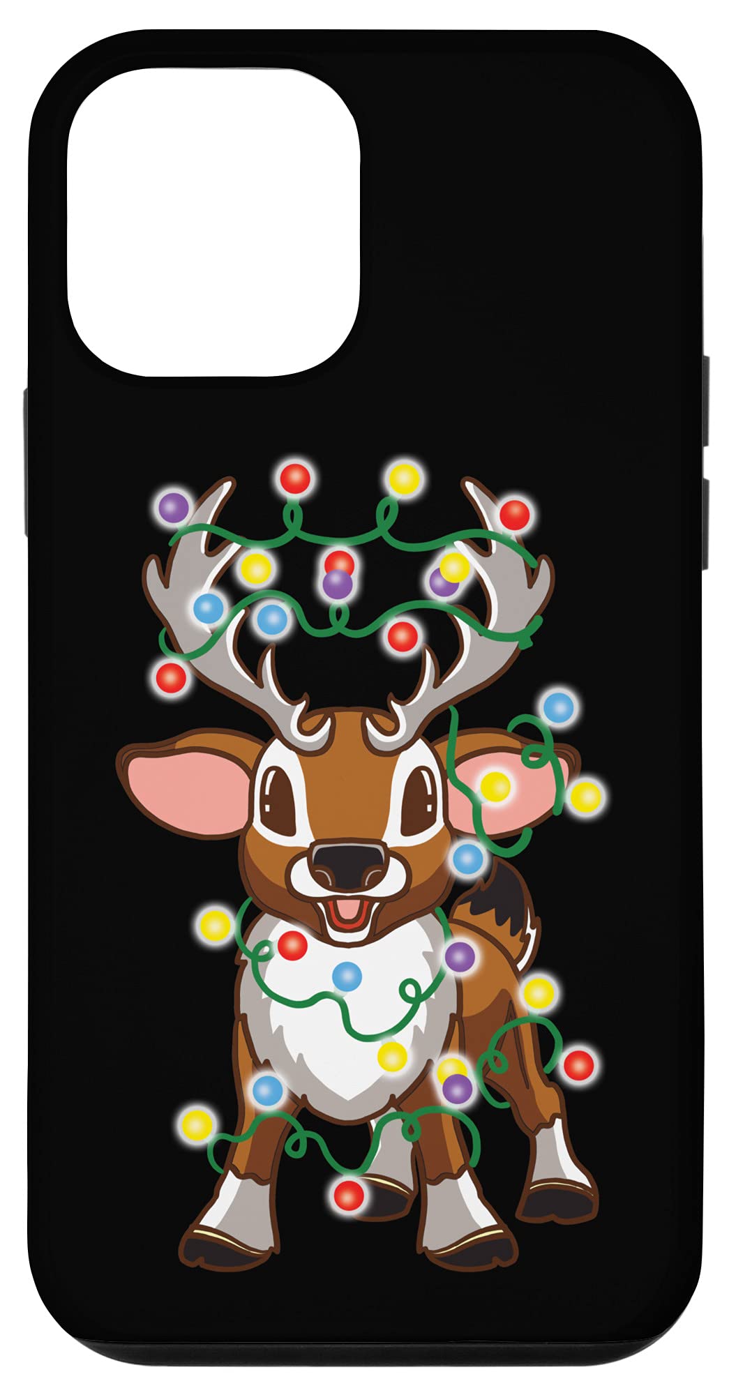 iPhone 12 Mini Christmas Case - Cute Reindeer & Santa Design with Festive Lights | Perfect Holiday Gift & Winter Protection for Your Phone
