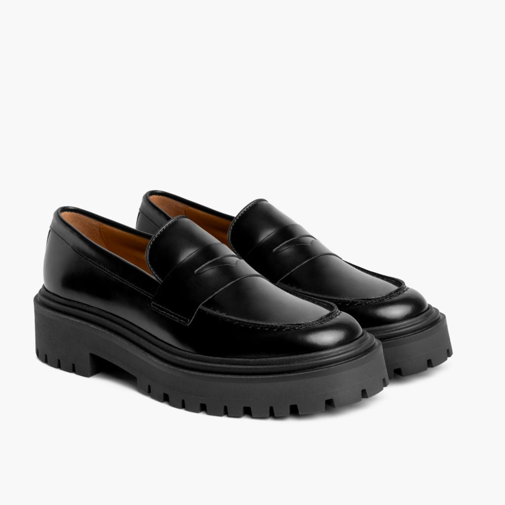 Penny Platform Shoes | Women's Black Chunky Heel Sandals for Casual Outfits & Summer Wear