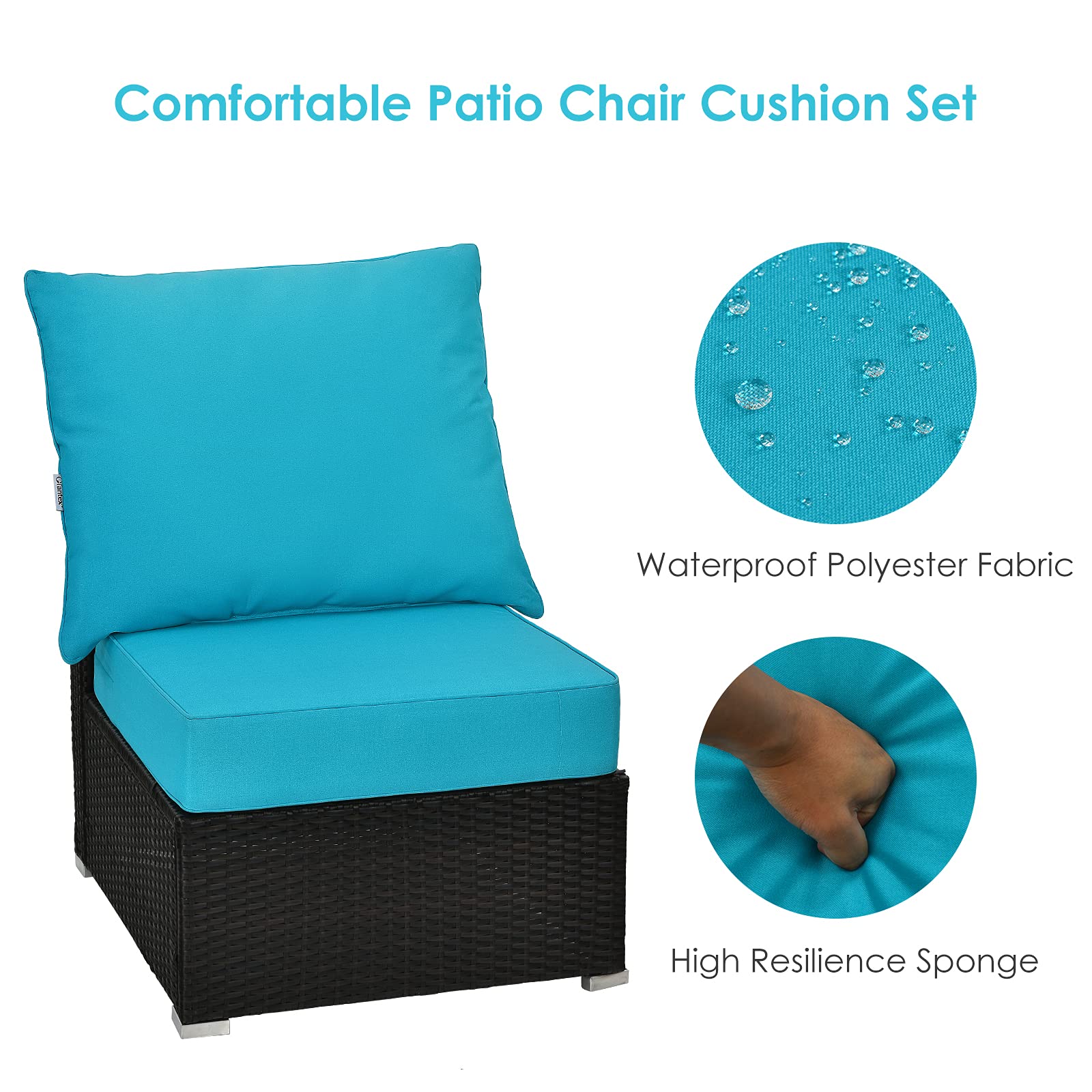 Giantex 6-Inch Thick Waterproof Outdoor Patio Cushion Set with Deep Seat & Back Cushions, Pillow & Ties - Replacement Cushions for Patio Furniture, Indoor/Outdoor Floor Cushions - Perfect for Garden, Poolside & Living Room Relaxation