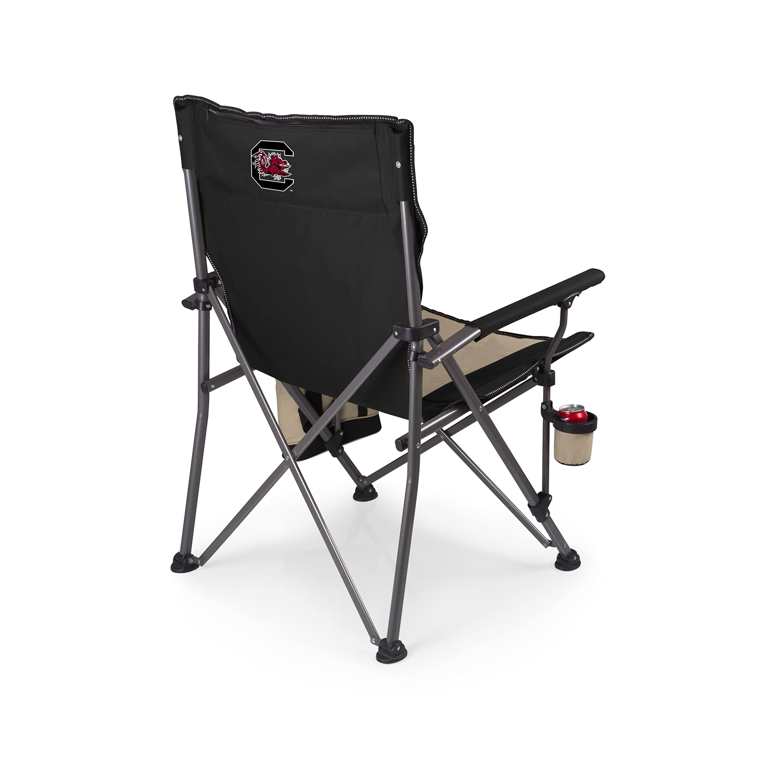 PICNIC TIME NCAA Big Bear XXL Camp Chair with Built-in Cooler - Heavy Duty 500 lb Capacity Folding Beach Chair - Portable Camping Chair with Carry Bag (Black) - Perfect for Tailgating, Beach Days & Outdoor Events