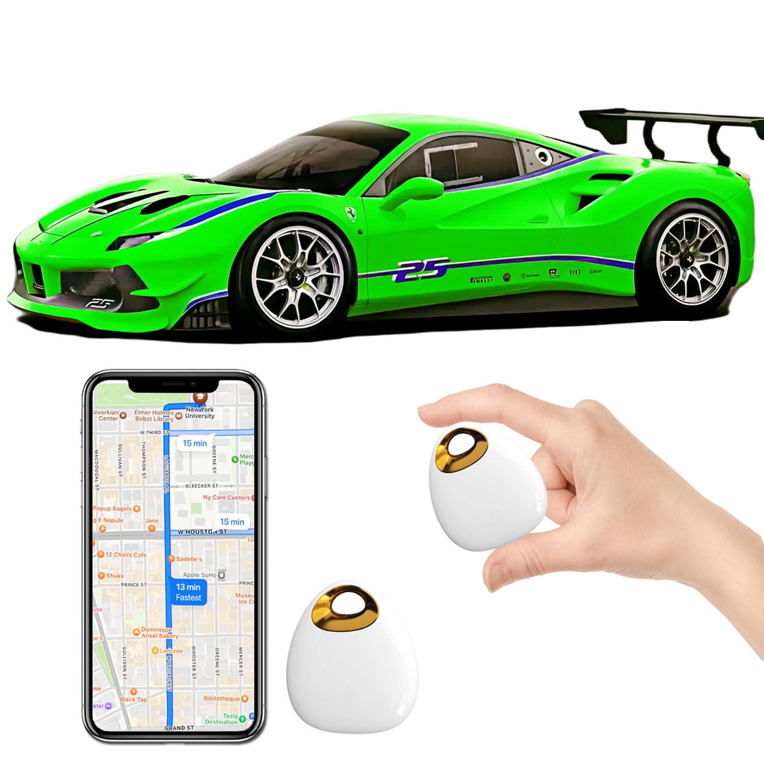 Mini GPS Tracker for Vehicles, Cars, Pets & Keys - Real-Time Global Tracking Compatible with Apple & Android - No Subscription/Monthly Fee - Perfect for Travel, Fleet Management & Asset Security