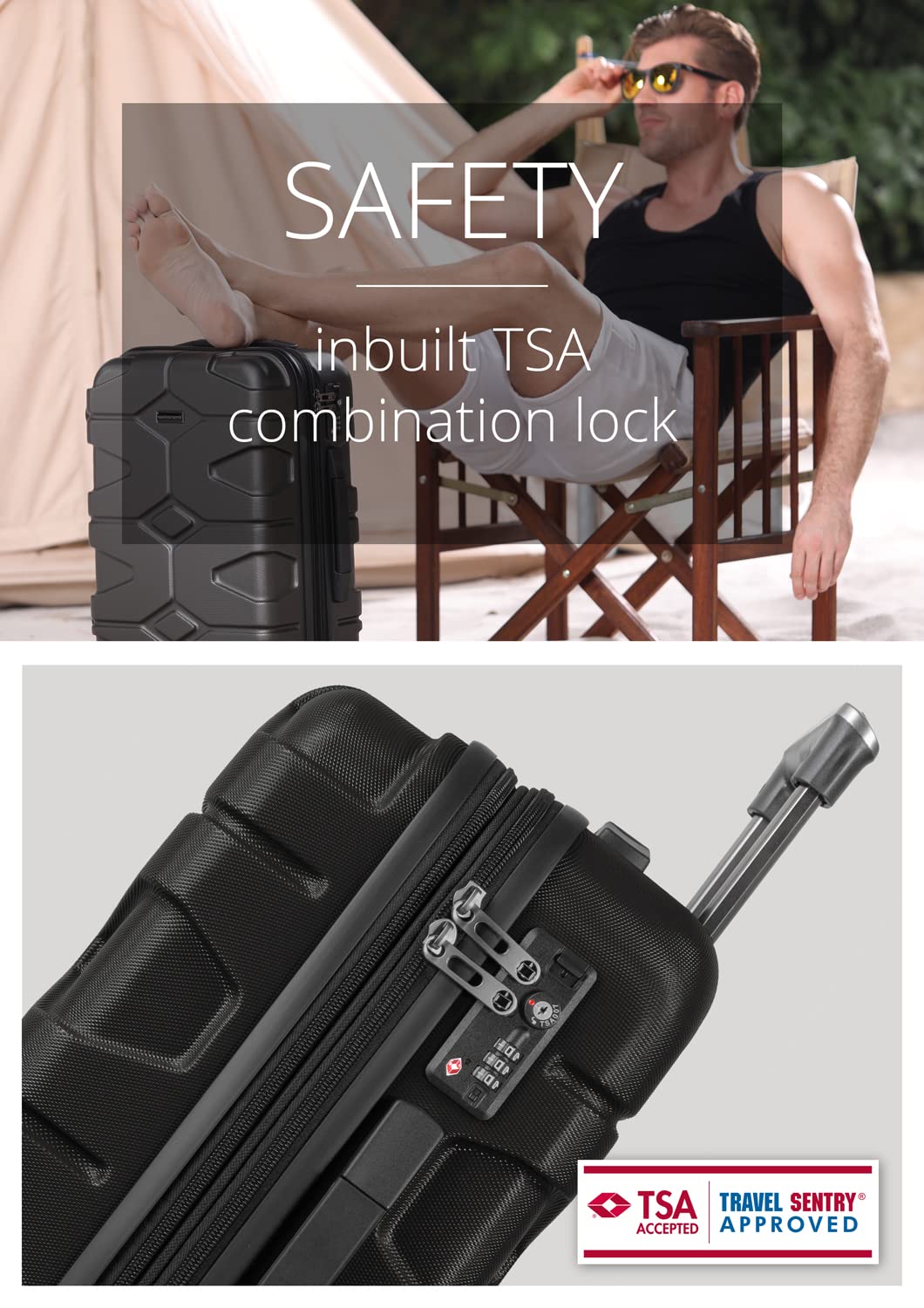 Premium 55cm Black Carry-On Luggage for Travel - Lightweight & Durable Suitcase with Smooth Wheels & TSA Lock - Perfect for Business Trips, Weekend Getaways & Airplane Cabin Use