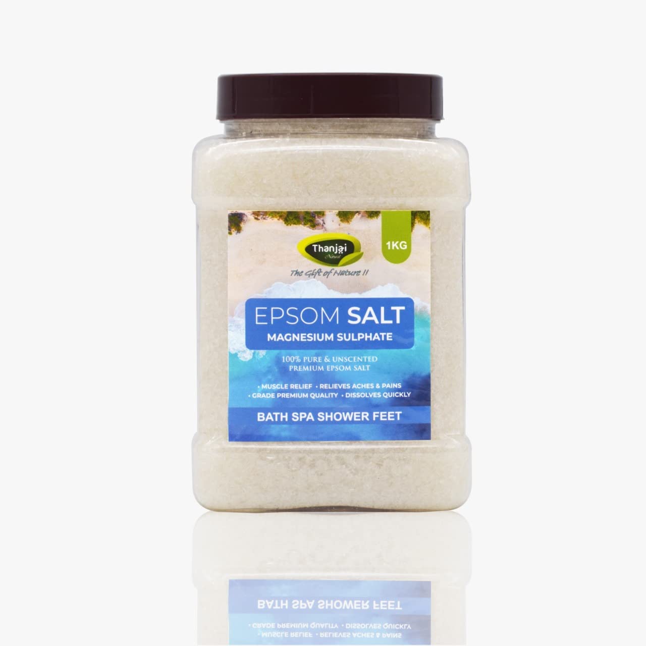 Premium Epsom Salt 1kg (Magnesium Sulfate) - Muscle Relaxation, Pain Relief & Stress Relief | Bath Soak, Foot Soak & Plant Fertilizer | Ideal for Spa, Gardening & Home Wellness