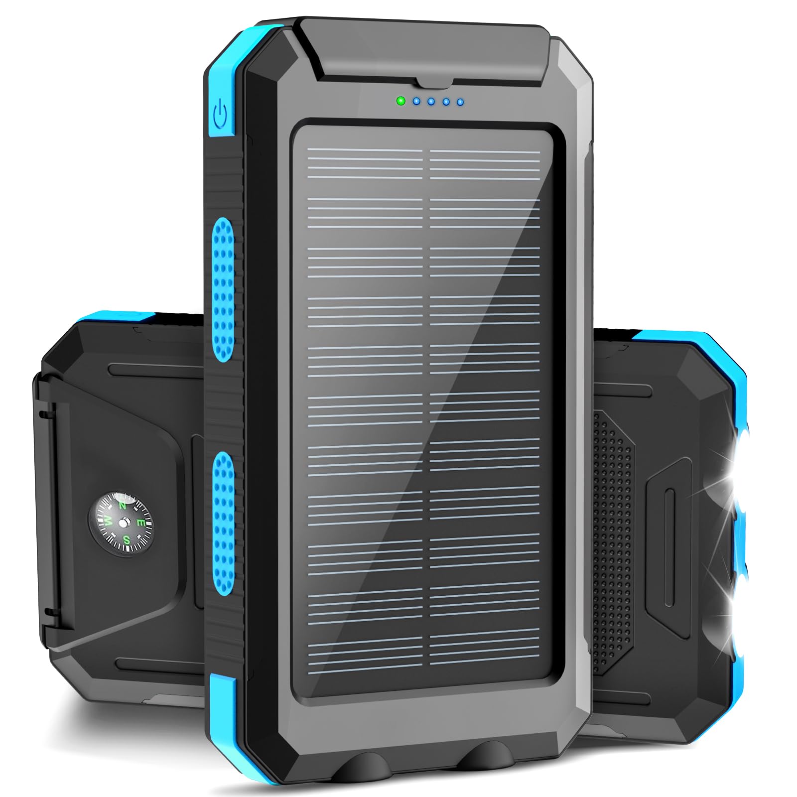 ERRBBIC 38800mAh Solar Power Bank - Waterproof Portable Charger with Dual LED Flashlights | Fast Solar Panel Charging for Phones & Devices | Perfect for Outdoor Camping, Hiking, Emergency Power Backup