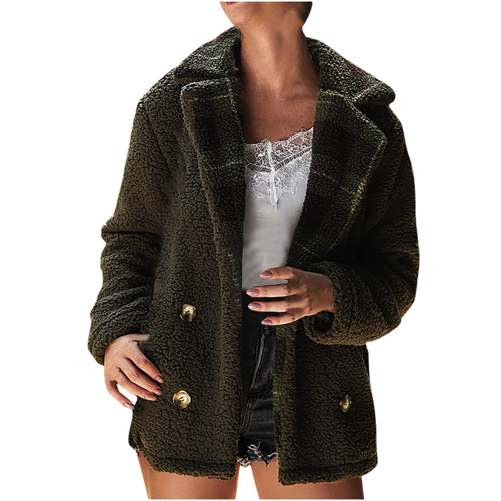 Women's Fashion Winter Cardigan - Soft Fleece Lapel Long Sleeve Blouse Loose Coat for Women | Cozy Office Wear & Casual Outfit #T10132