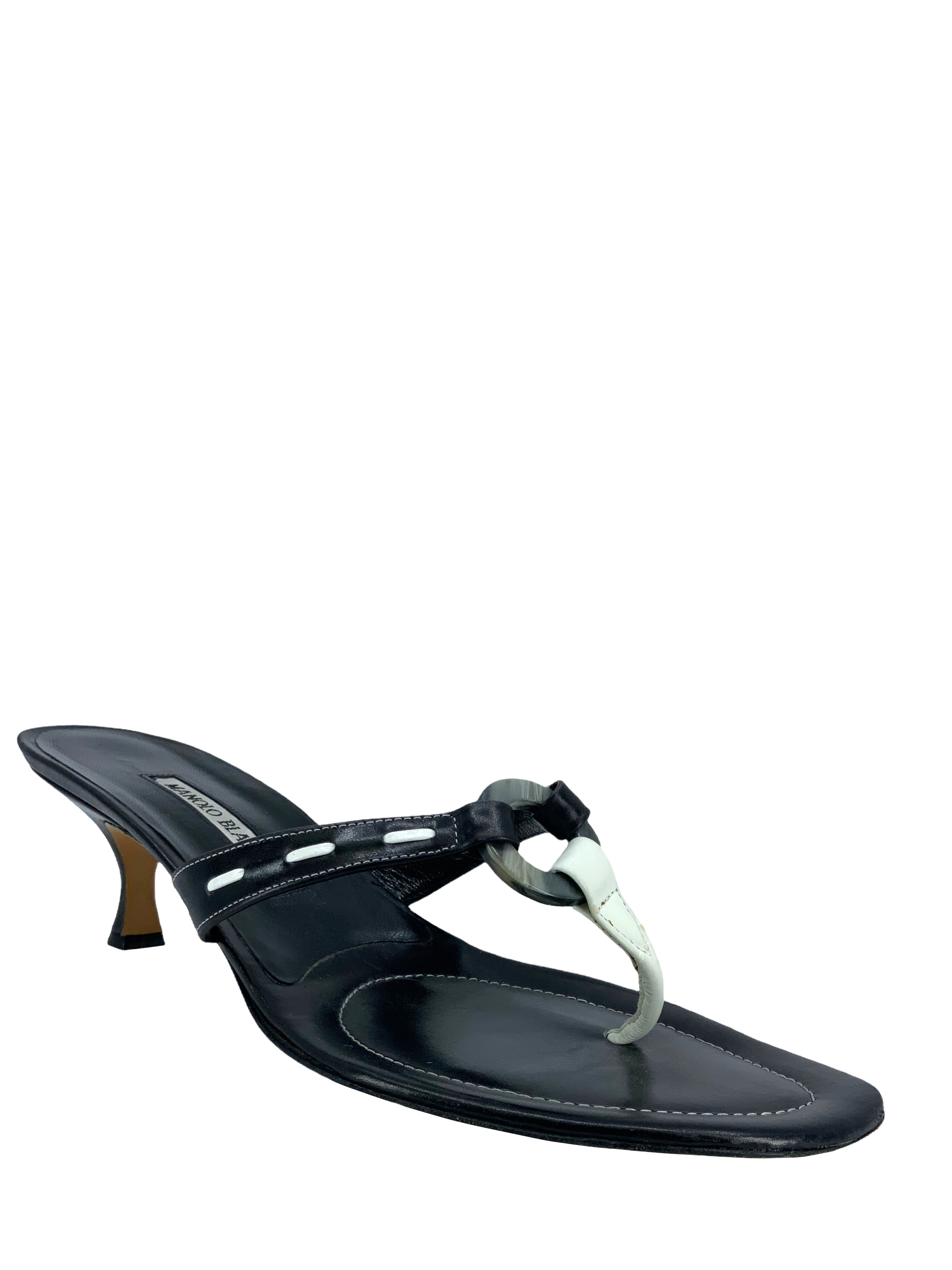 Manolo Blahnik Genuine Leather Thong Sandals for Women - Size 11 | Comfortable Flip Flops for Beach, Pool & Summer Outfits