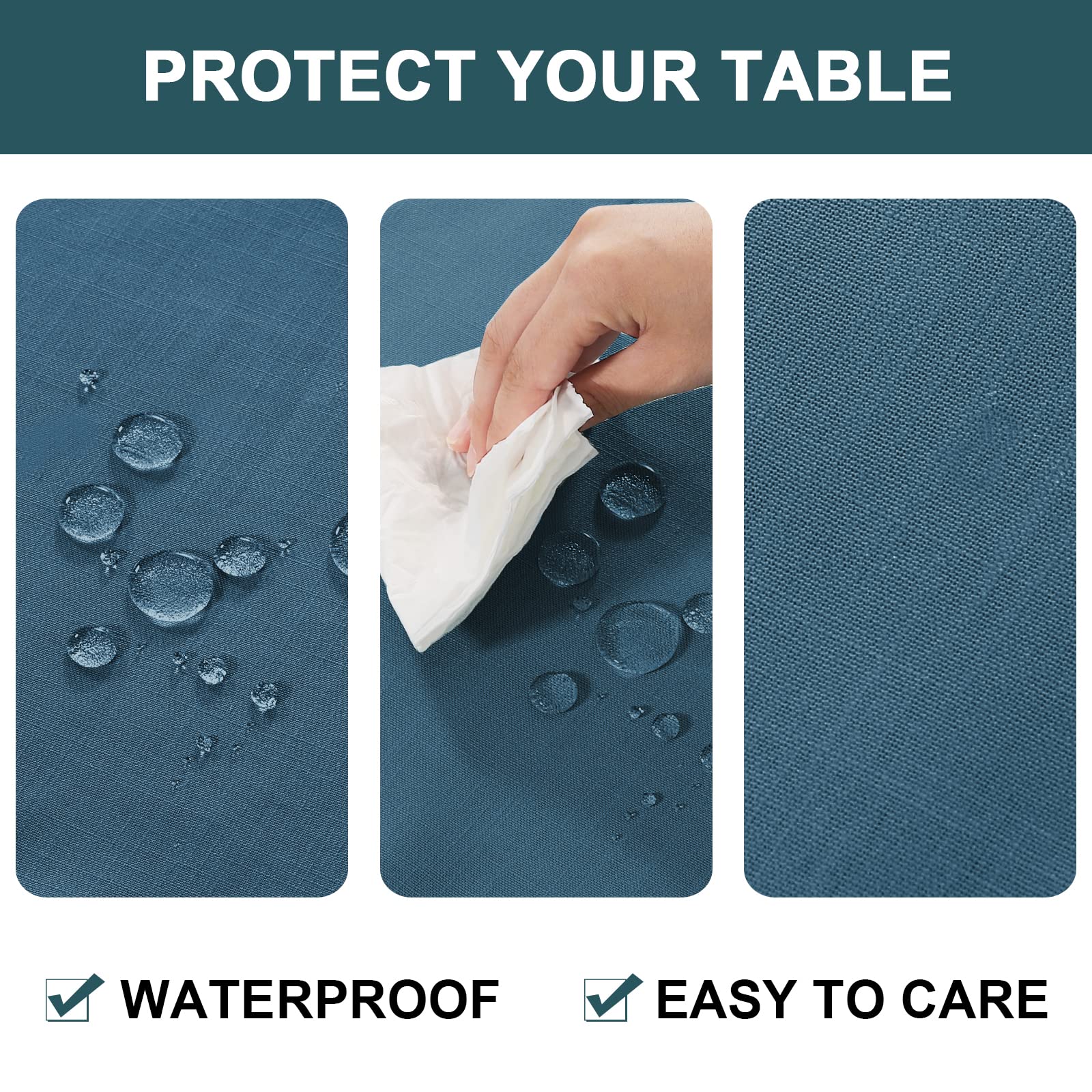 FantasDecor Rectangle Tablecloth 54 x 80 Inch - Wrinkle Resistant Waterproof Linen Fabric Cover for Dining Room, Kitchen & Outdoor Use - Ink Blue Table Cover for Parties, Picnics & Everyday Dining