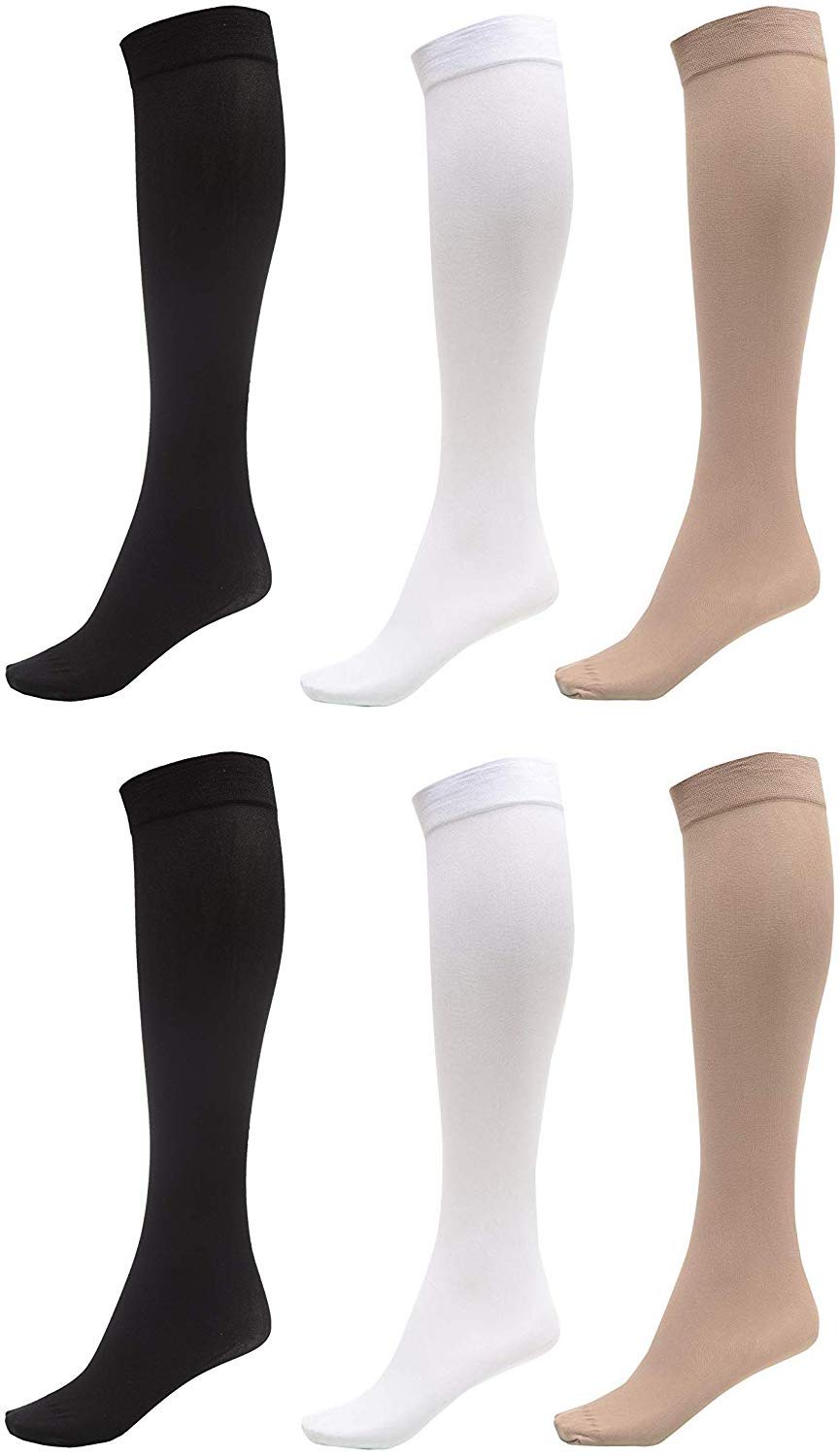 Silky Thigh High Socks for Women (6 Pack) - Size 9-11 Nylon Trouser Socks - Perfect for Office, Dress Wear & Everyday Comfort
